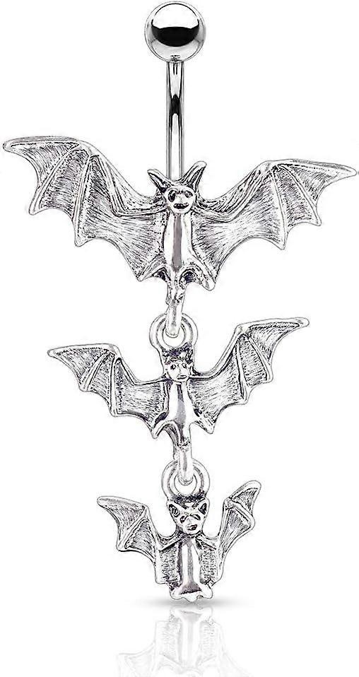 Gothic Triple Vampire Bat Dangling Belly Button Ring