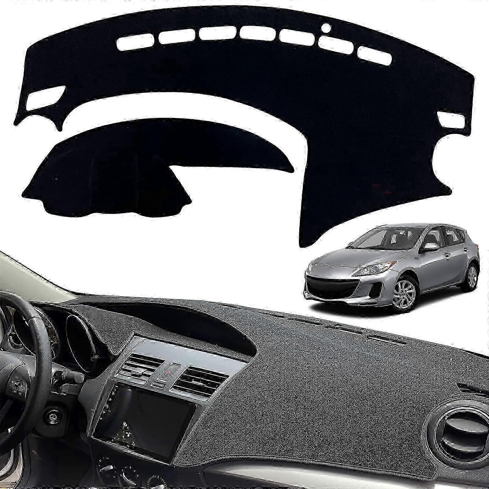 2025 Dashboard Dash Board Cover Mat Pad Carpet NonSlip Custom Compatible with Mazda 3 2010 2011 2012 2013 Protector Sunshield (Black Trim)