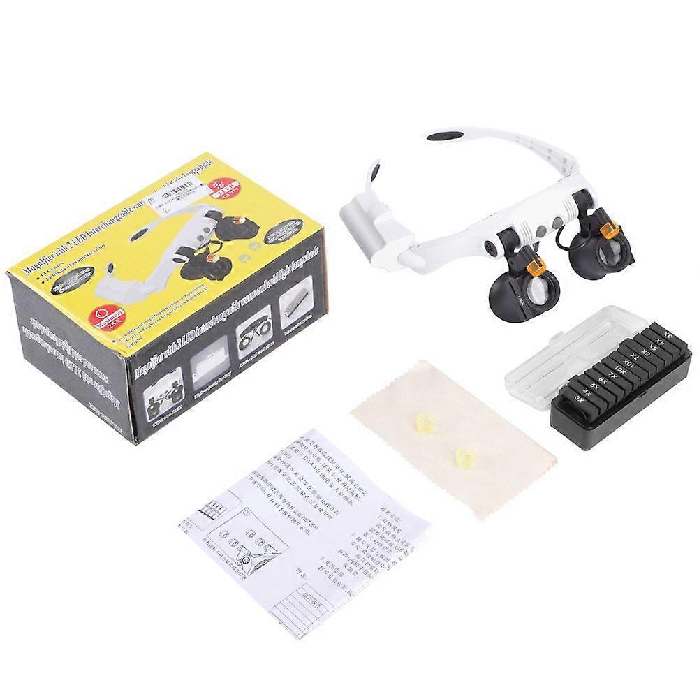 LED Lamp 21 Combination Headband Magnifying Glass Magnifier with Replaceable Lens
