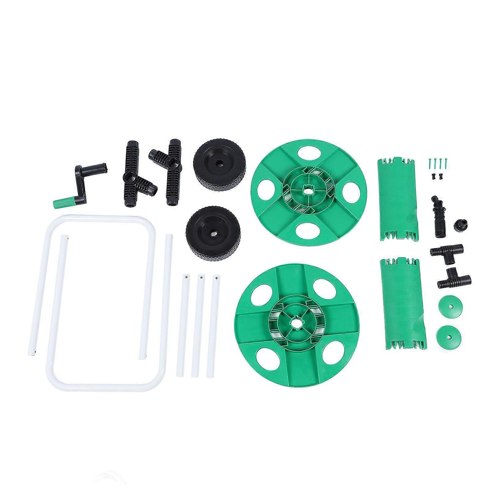 Water Hose Reel Cart Green PP Labor Saving with Wheels Hand Push Hose Storage Cart for Garden