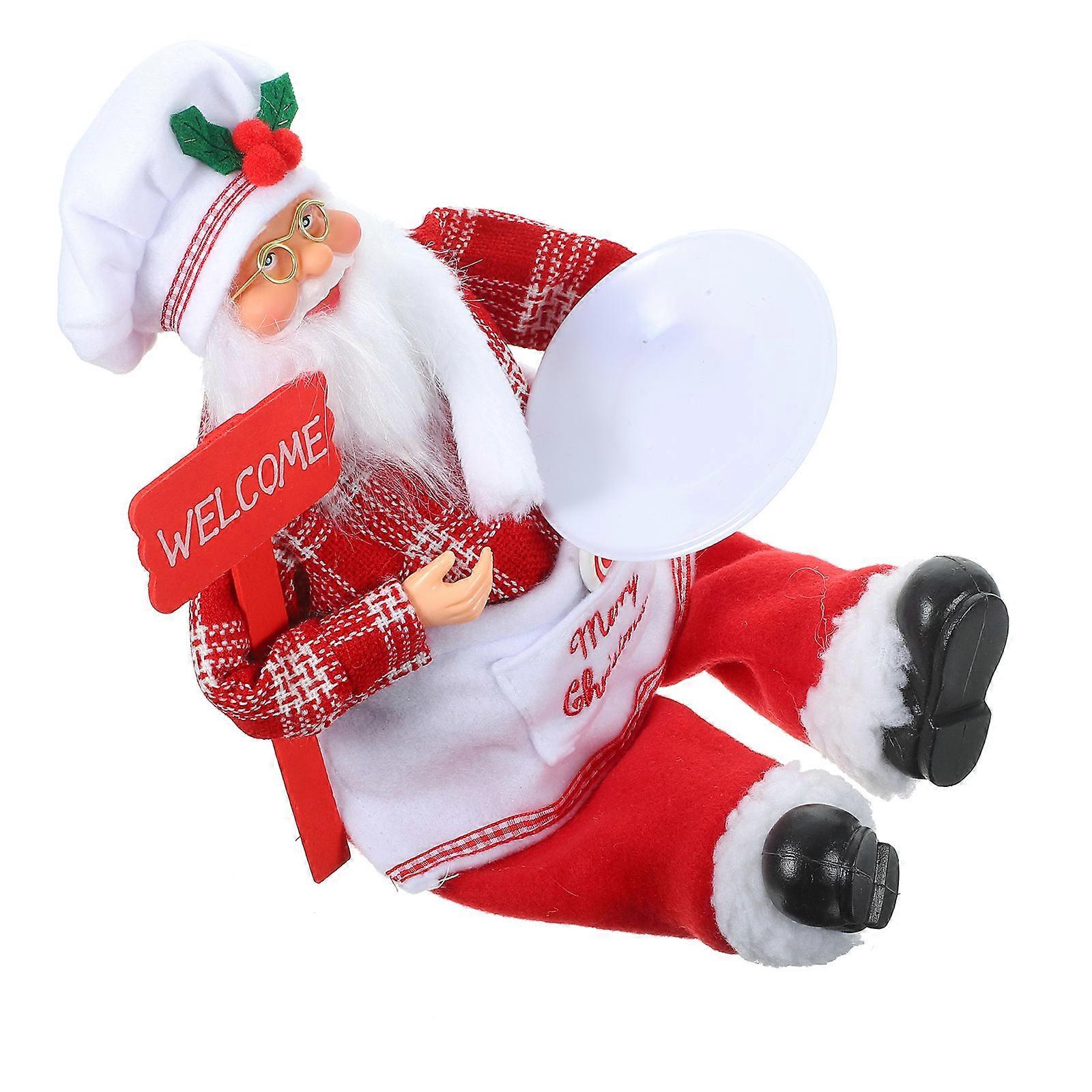 Christmas Santa Claus Figurine Sitting Decor with 2Pcs for Xmas Display