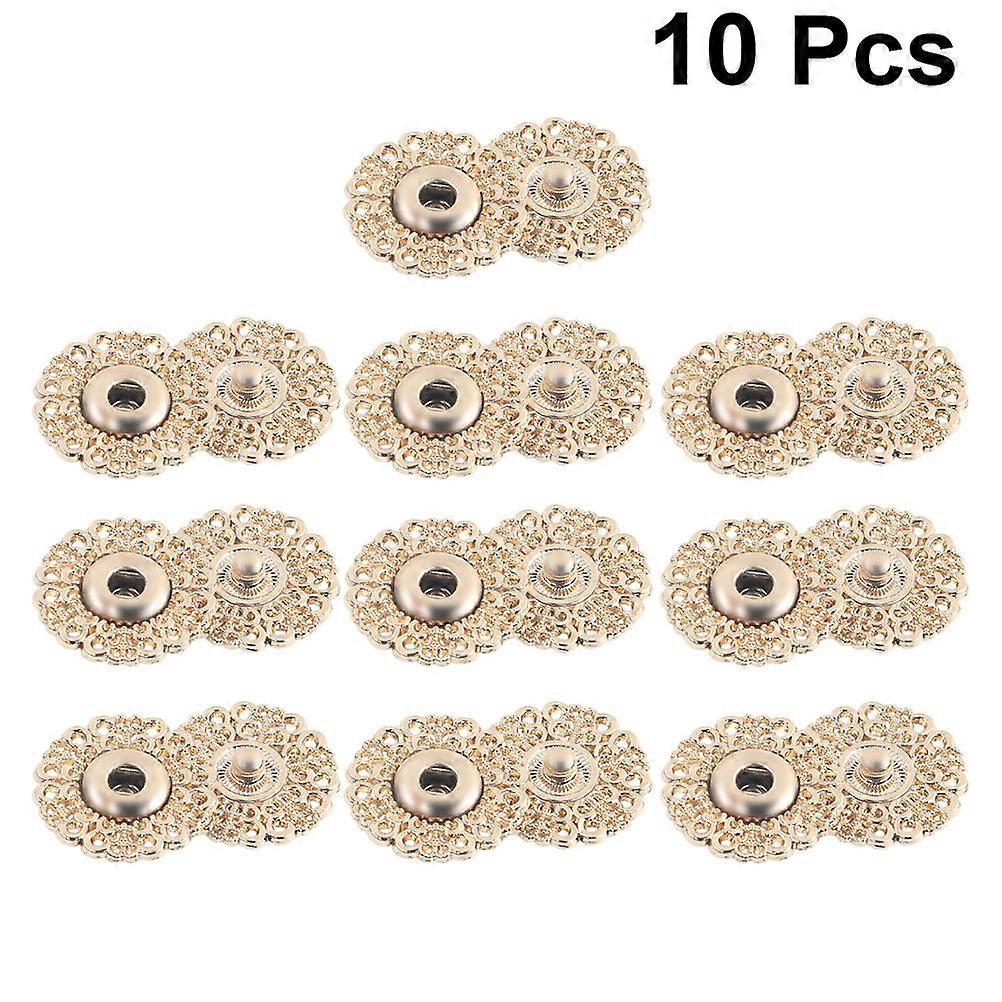 Golden Snowflake Snap Buttons for Sewing Use 10Pcs Metal Fastener Set