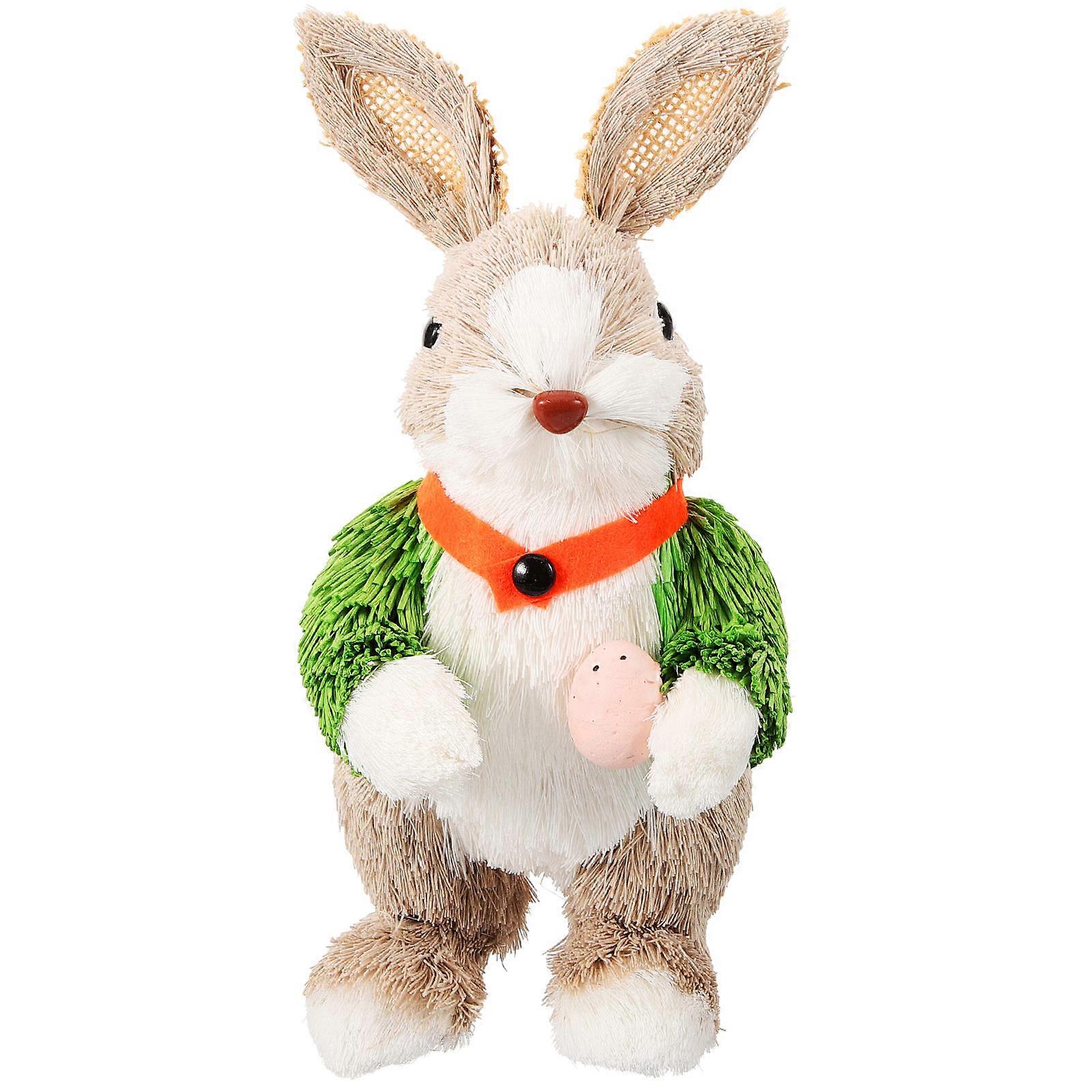 Straw Bunny Figurine Home Decor Car Interior Rabbit Shape Design for 1Set