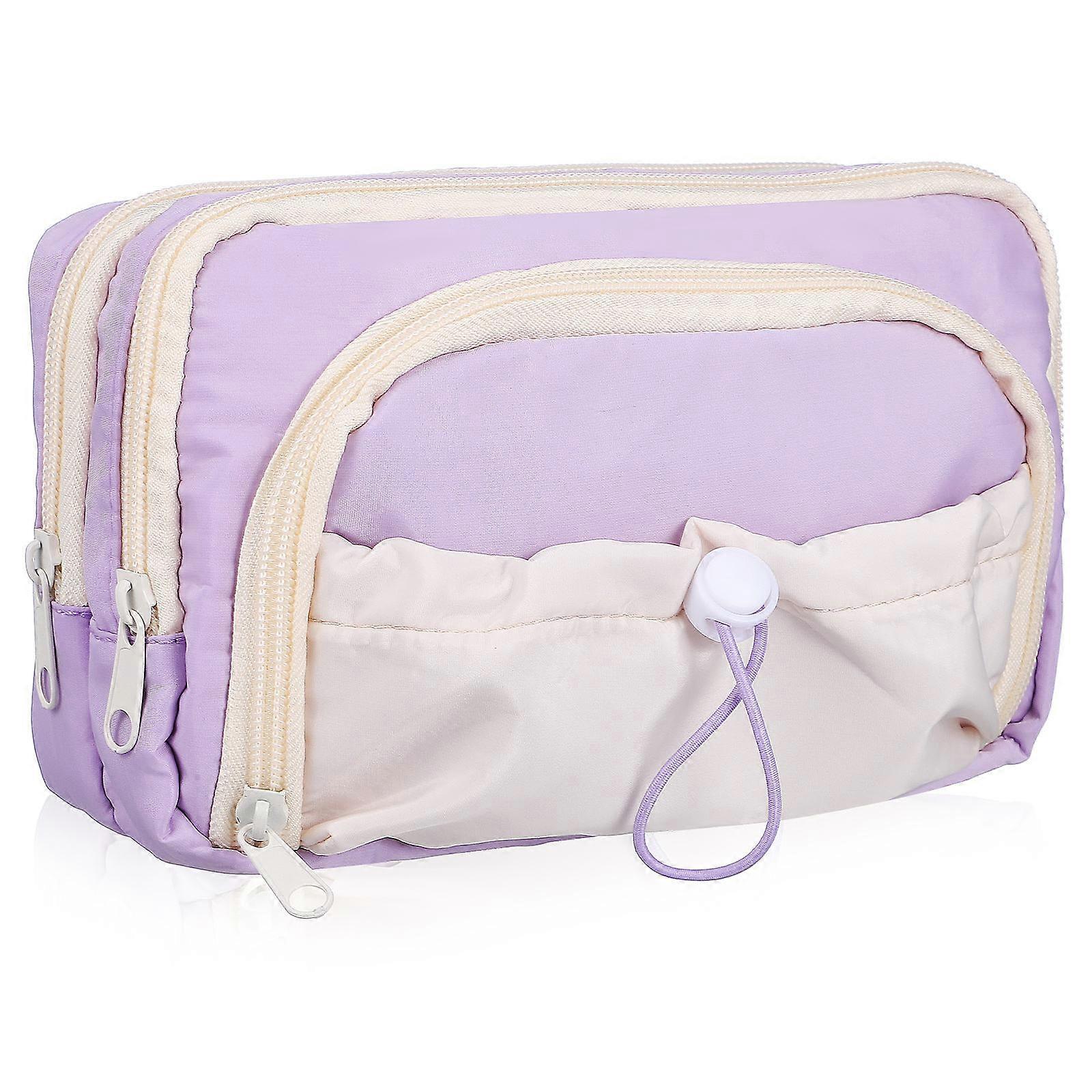 3Pcs Large Capacity Pencil Pouch Aesthetic Design School Supply Purple Rectangular Organization