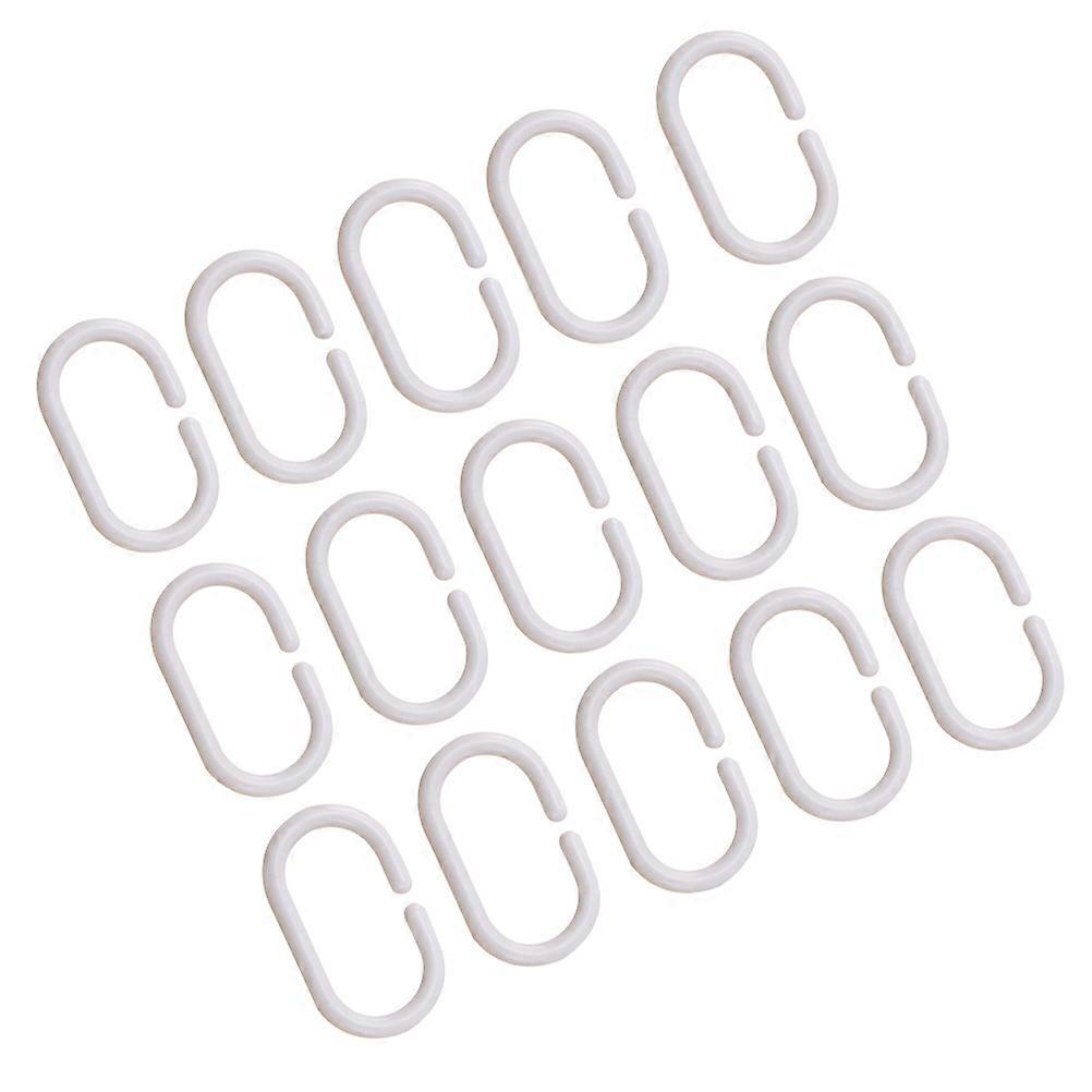 White Shower Curtain Hooks Plastic Rings for Bathroom Use 60Pcs C-Shaped