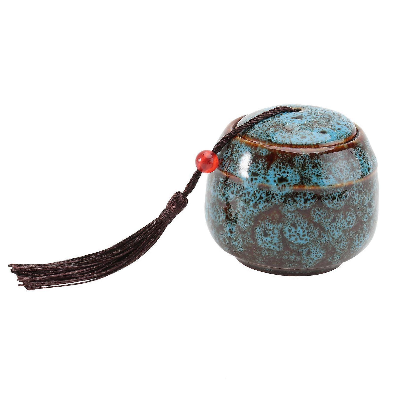 Pet Cinerary Urn Ceramic Storage Pot for Storage Use 2Pcs Blue