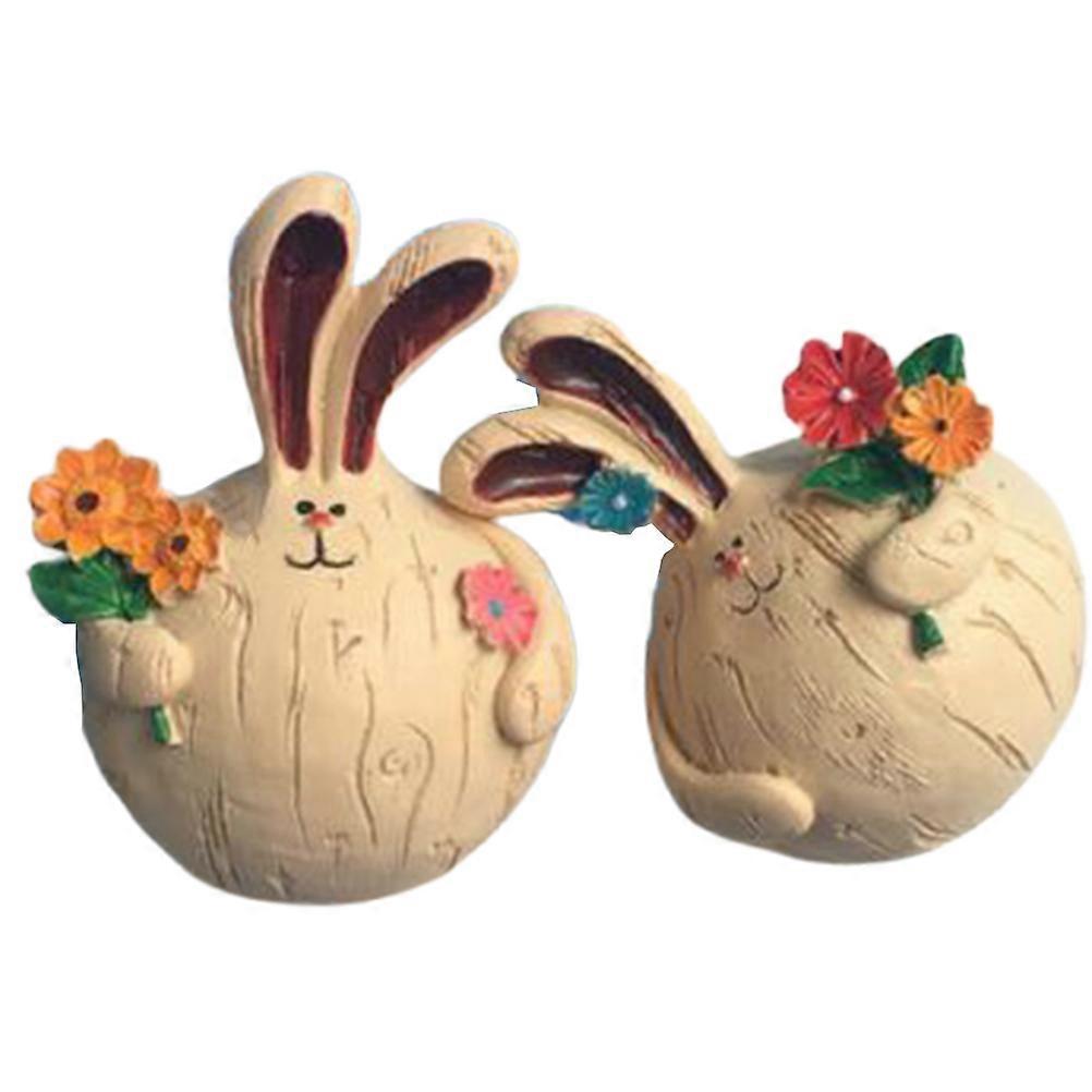 Resin Ornament Rabbit Figurines for Decor 3Pairs Garlic Shape Sculpture