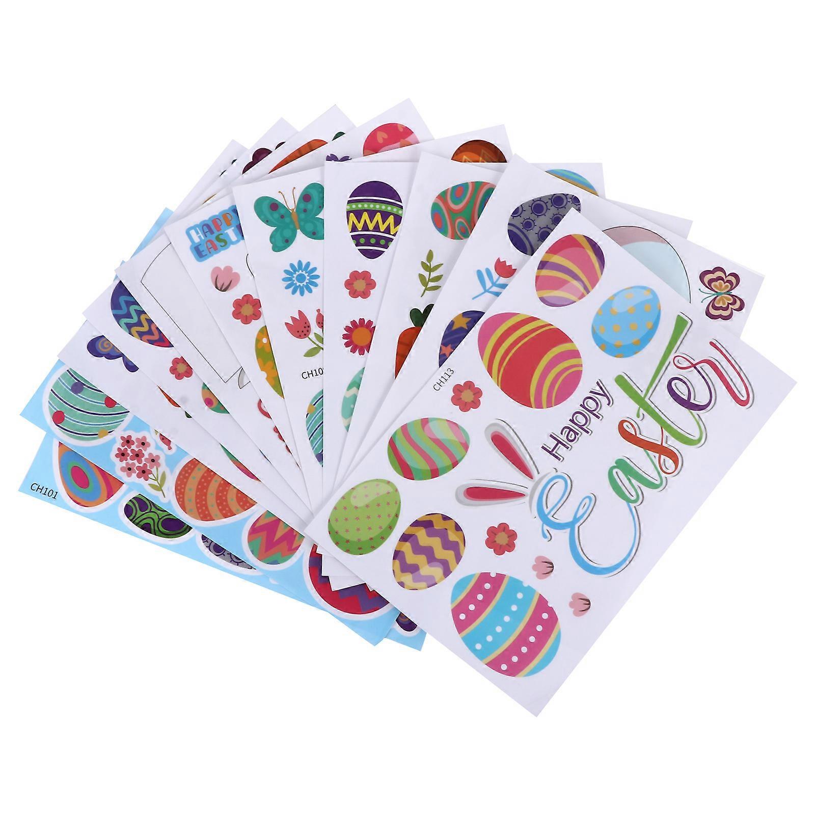 Easter Bunny Wall Stickers 2 Sets 11 Sheets Assorted Color Decorative Clings Festive Atmosphere For Children Families
