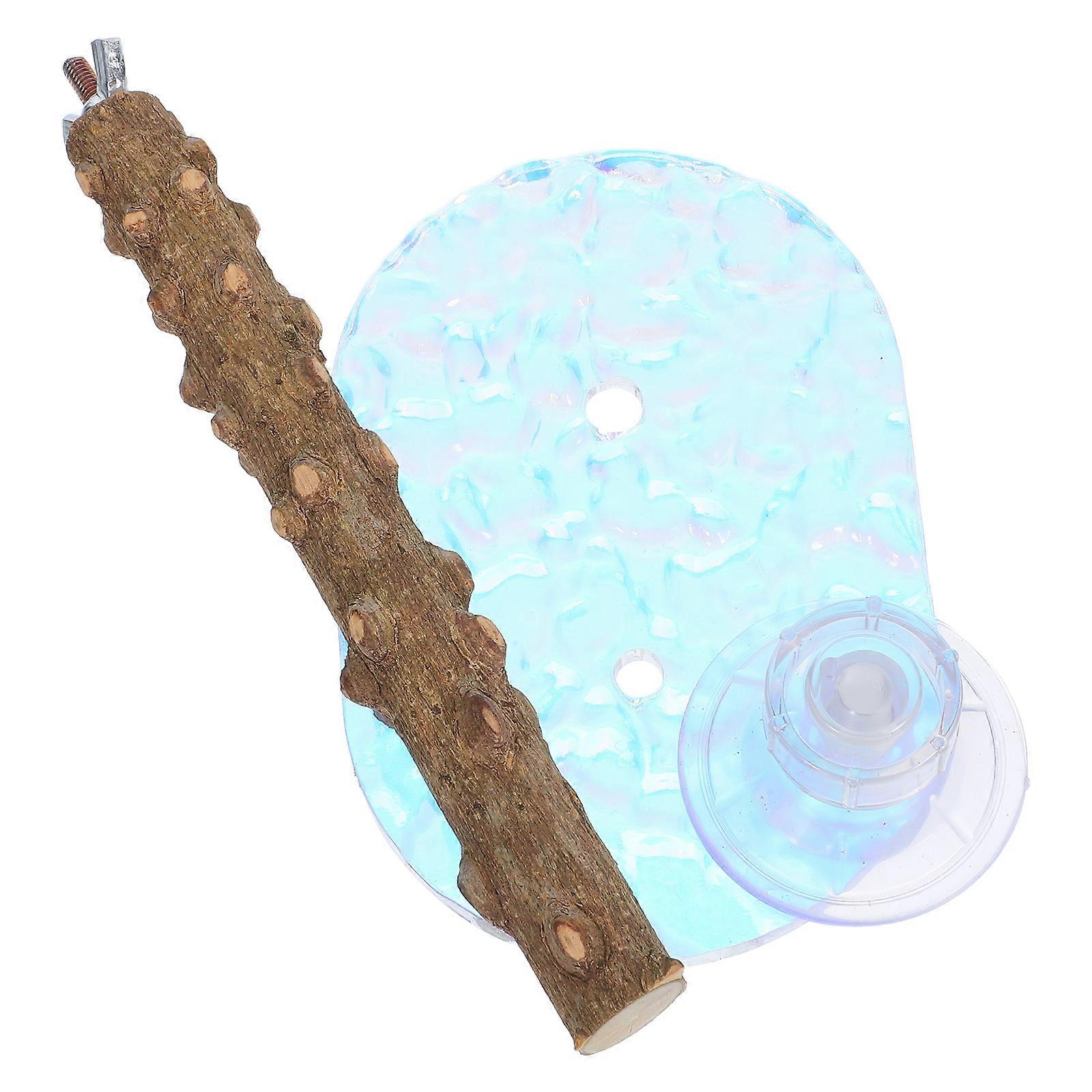 Natural Wood Perch for Birds with Suction Cup 2Pcs Parrot Rest Stand