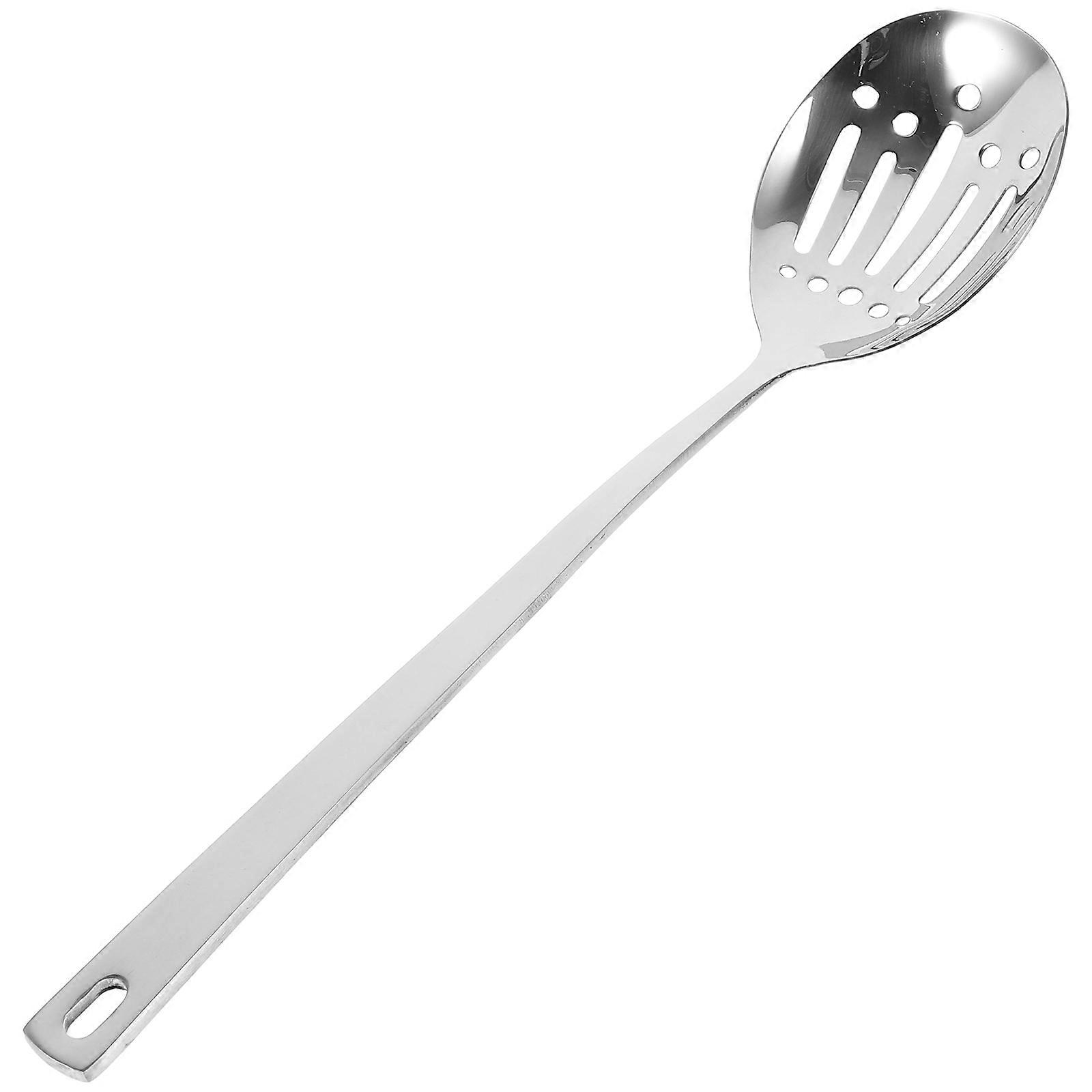 Stainless Slotted Spoon Cooking Long Handle Portion Control Dinner Serving Colander For Kitchen 1Set
