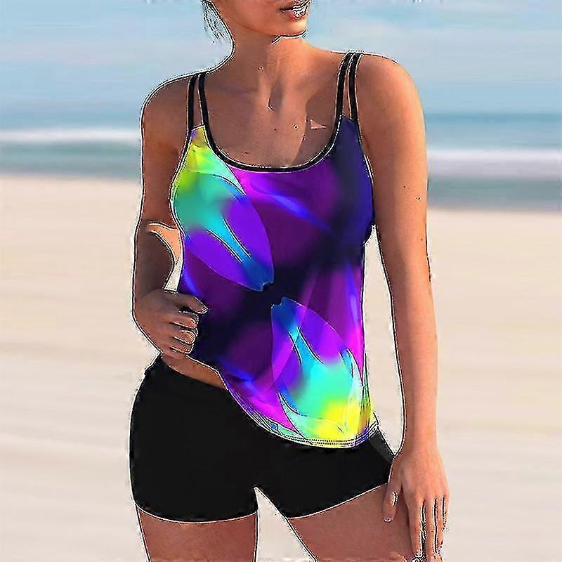 2022 New Striped Color Print Tankini Sets