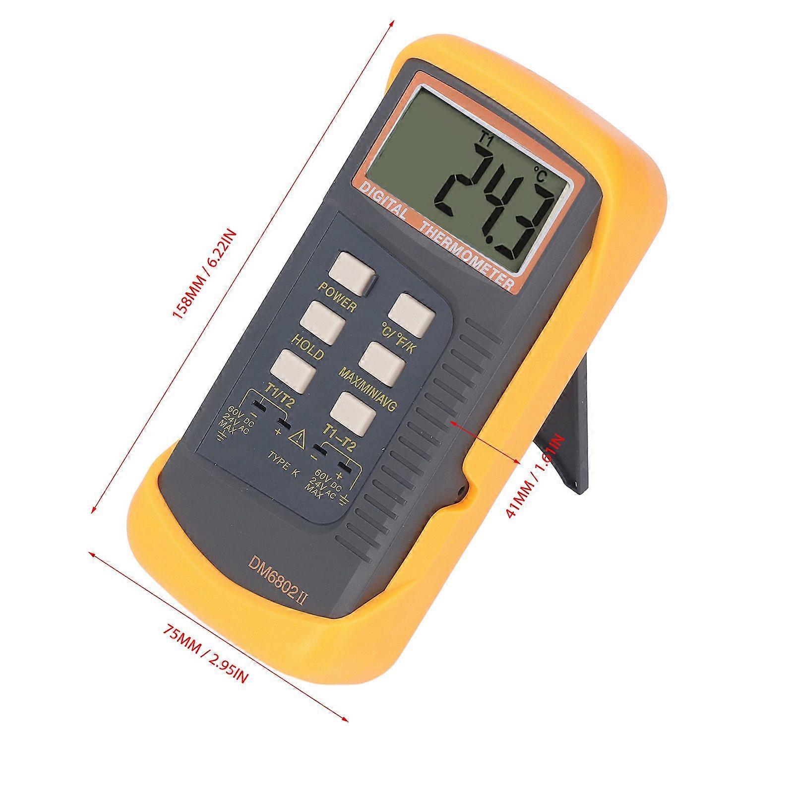Hoge kwaliteit DM6802II Dual Channel K-Type Thermokoppel Contact Digitaal