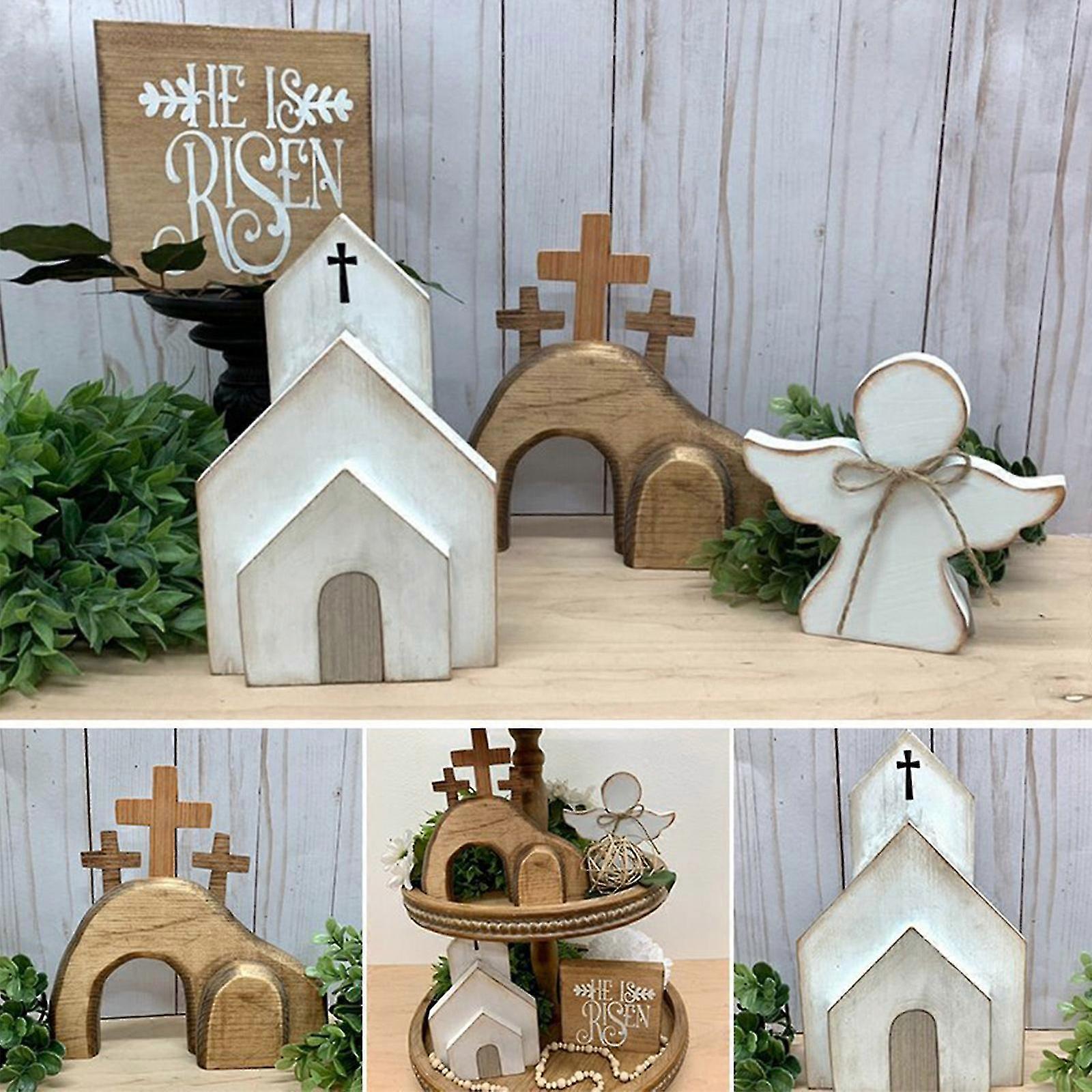 Jesus Tomb-Easter Tray Bundle Kit Layered Tray Decorative Bundle Homeware Decors--White