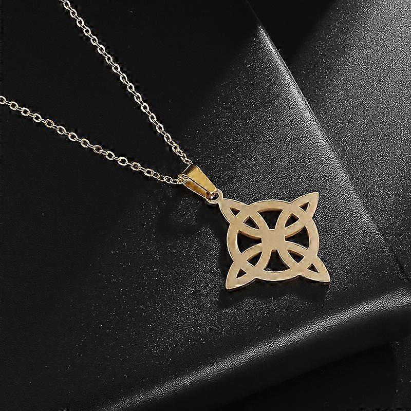 الساحرة عقدة قلادة الفولاذ المقاوم للصدأ السحر عقدة وثنية رموز السحر قلادة سلتيك عقدة قلادة مجوهرات هدايا للنساء