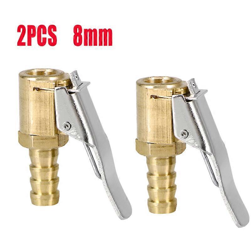 8mm Brass Pneumatic Pump Connector for Car Tyre Clamp 2Pcs Set