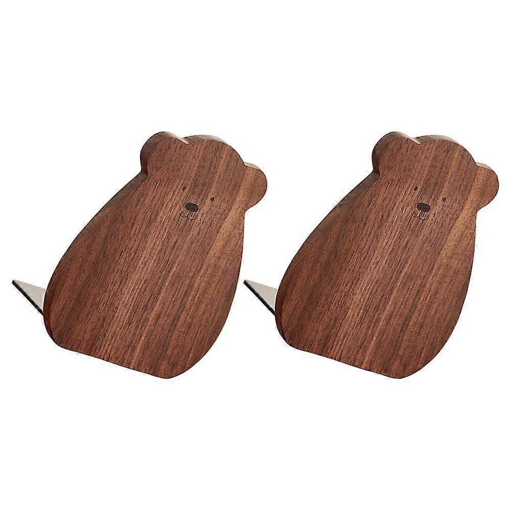Creative Wood Bookend for Desktop Use 10Pcs Coffee Color Cartoon Bear Shape