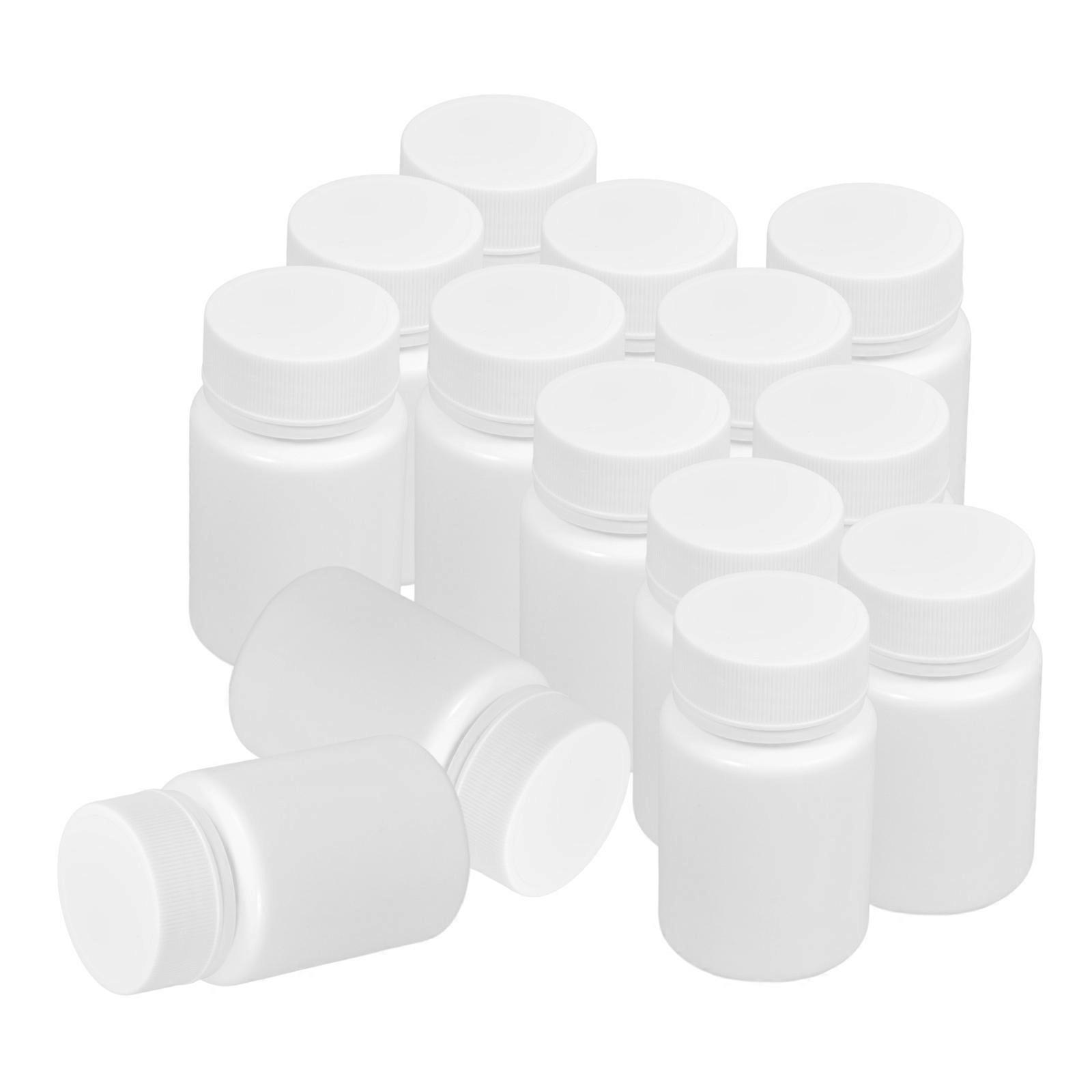 Medicine Bottle White Plastic Screw Cap for Storage 40Pcs Set