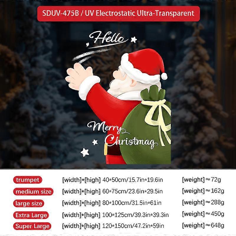 Christmas decorations window decoration scene layout Old Man on the Moon static glass door sticker window activity SDUV-475B [static glue-free] -