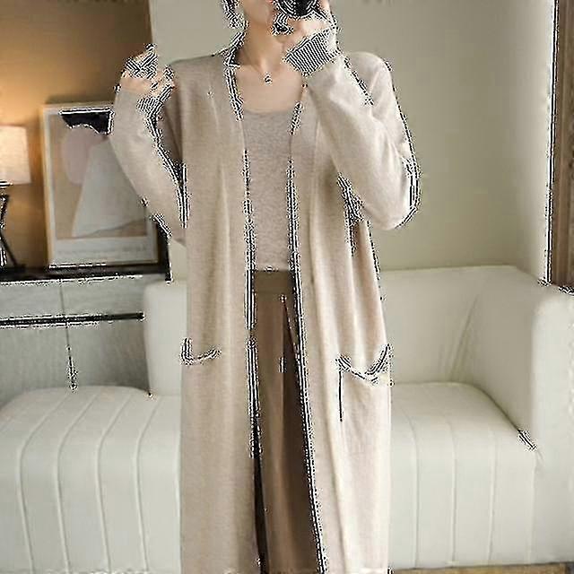 女性 カシミヤカーディガン 秋冬 カジュアル ロングニット カーディガン 女性セーターコート Vネック カーディガン