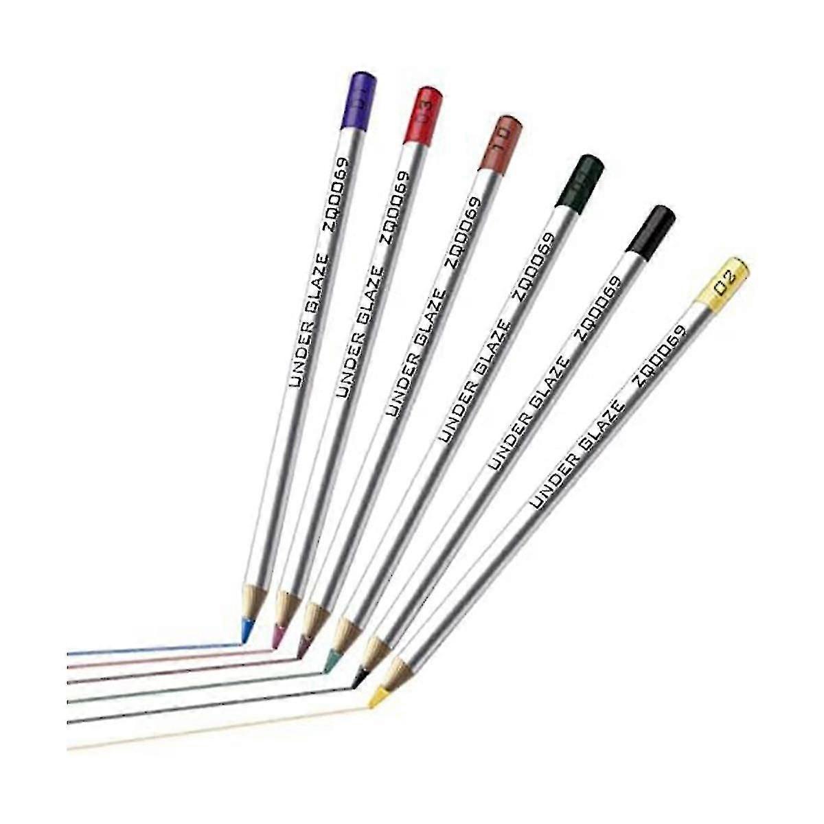 6 قطع أقلام رصاص تحت التزجيج ، أقلام رصاص تحت التزجيج متوافقة مع الفخار ، قلم رصاص تحت التزجيج قلم رصاص دقيق متوافق مع Pottery-A1