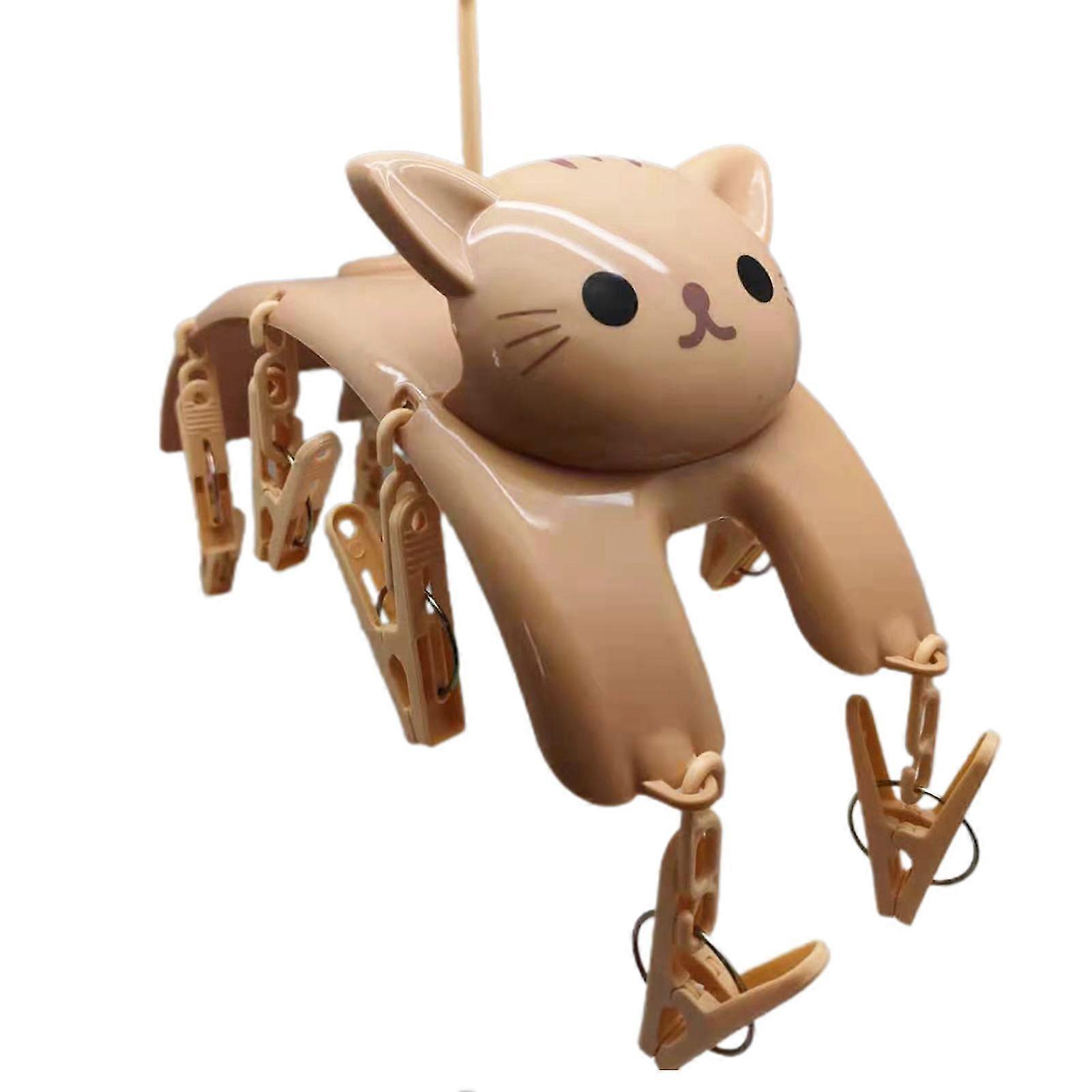 Cat Shape Multi-Clamp Clothes Rack PP Material Multifunctional Sock Drying Rack for Dormitory