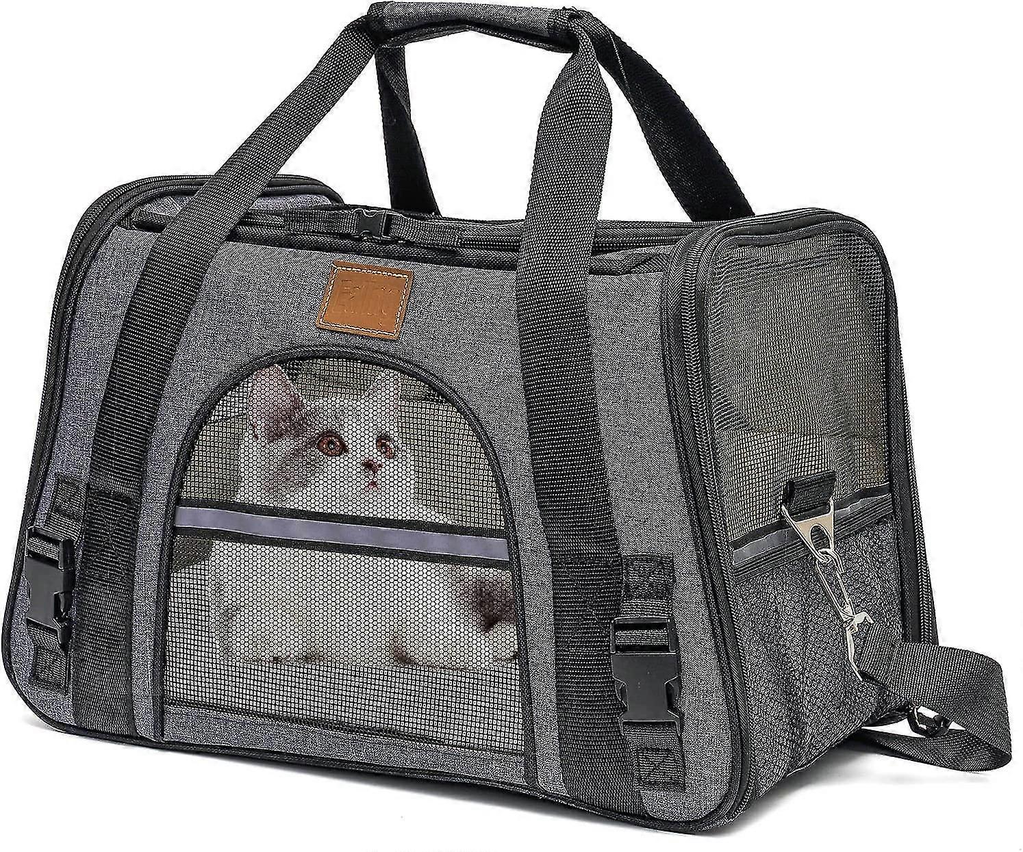 حقيبة Cat Carrier - حزام Cat قابل للطي والتهوية ، حامل Cat محمول مع حشوة قابلة للفصل وحزام كتف شبكي ، مناسب للمنزل و Tra