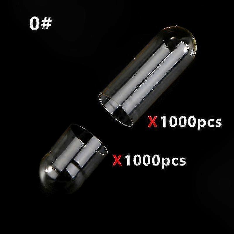 1000pcs Clear Gelatin Capsules Size 00# 0# 1# - Empty Hollow Hard Transparent Separated Joined Capsules