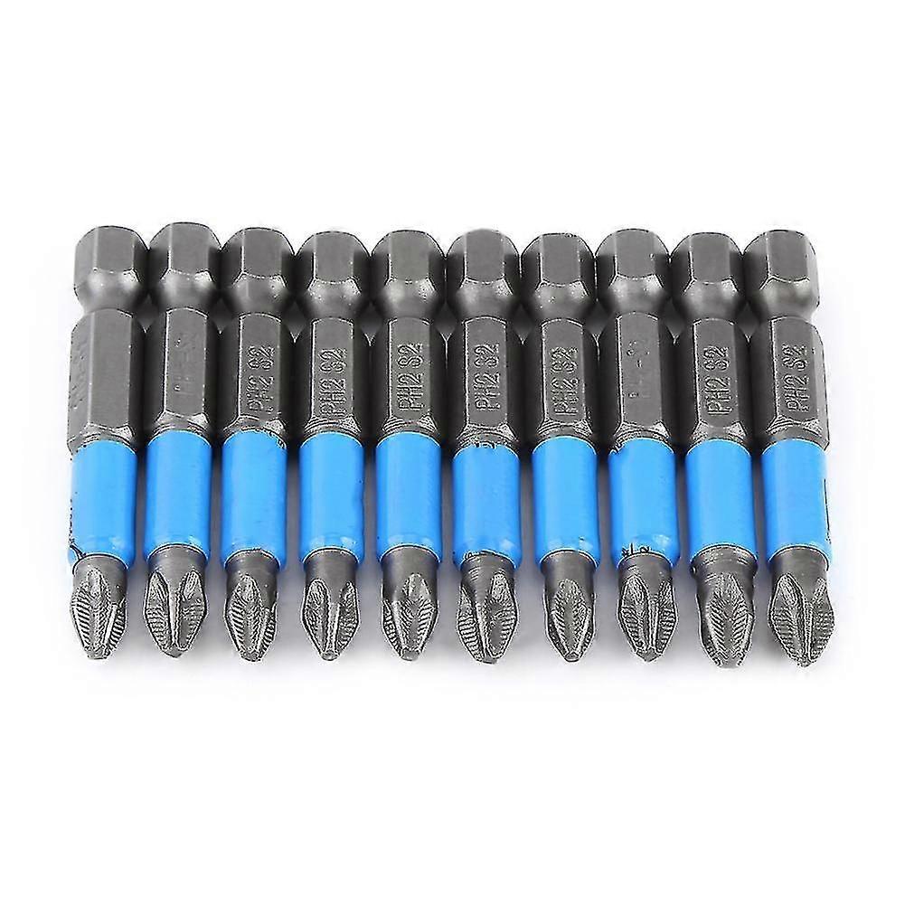10pcs S2 PH2 50mm Hex Magnetic Screwdriver Bits Set