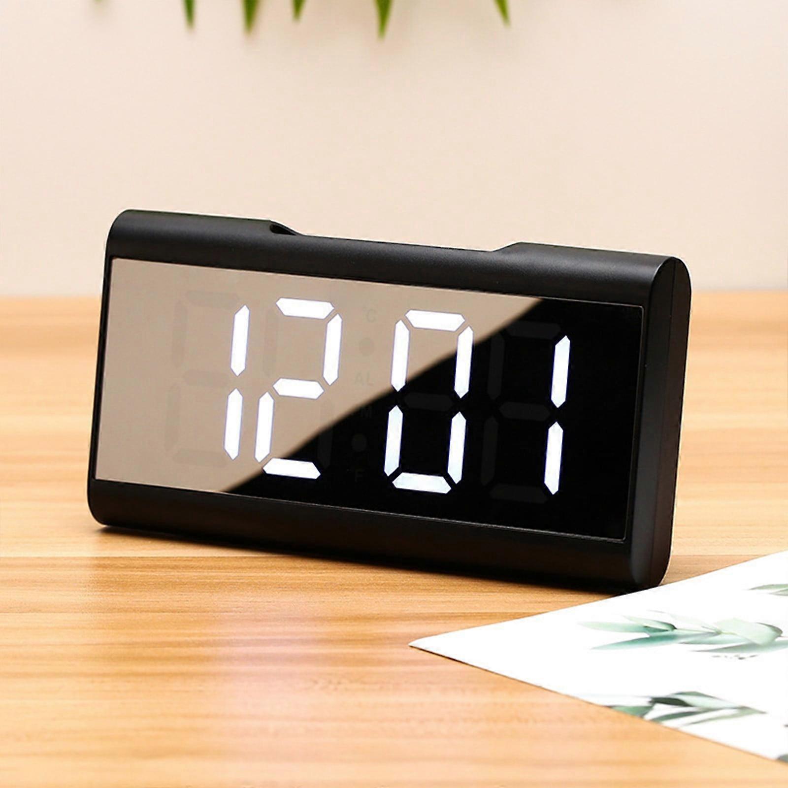 YgkuHd Bedside Clock Mirror Clock Multifunction Clock With Temperature Display LED Clock Large Font Bedside Alarm Clock With Date Display
