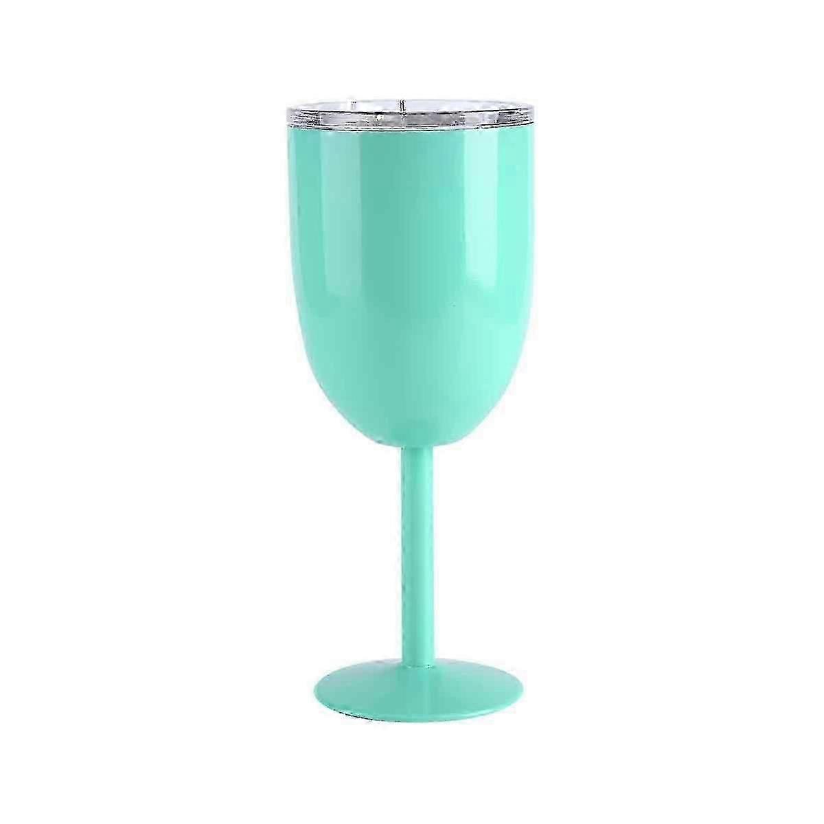 Insulated Stainless Steel Cocktail Tumbler Wine Cup with Lid for Juices and Drinks - Green