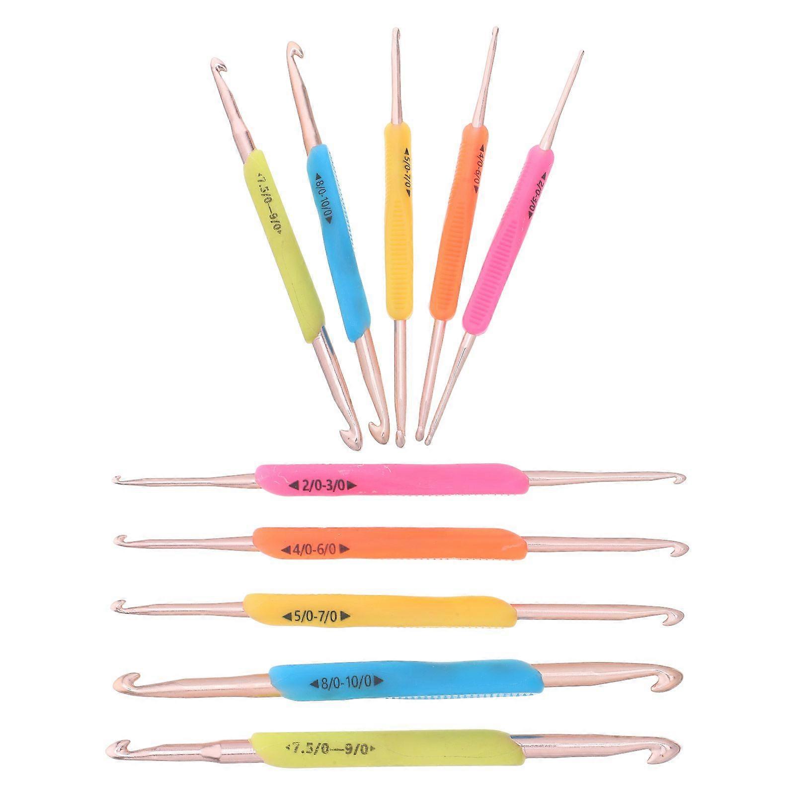 10pcs Double Tip Crochet Hooks Set - Knitting Needles Tool For Chunky Yarn Blankets Scarves - Ergonomic Comfort Grip - For Beginners Knitting Projects