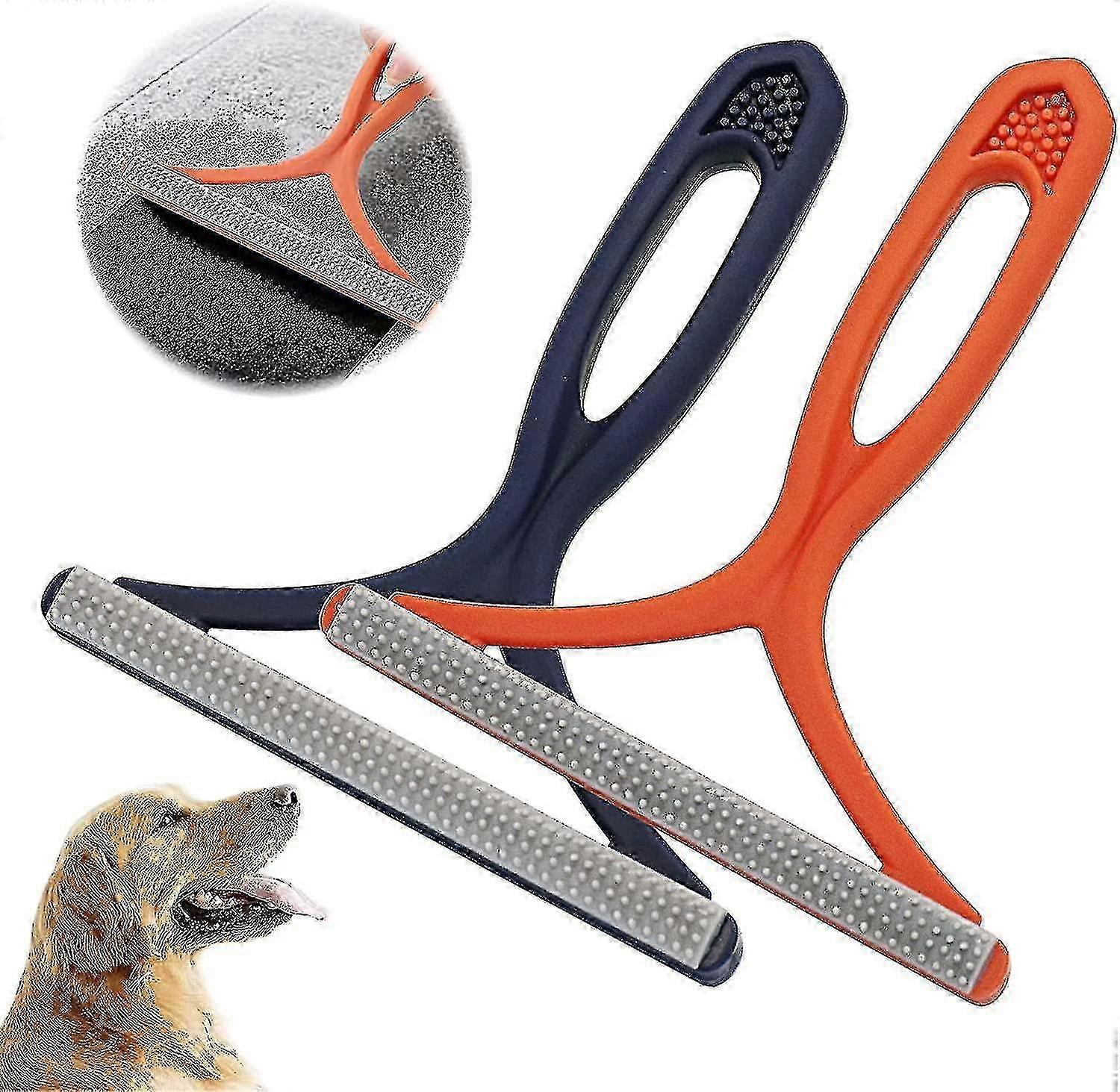 2-Piece Portable Lint Brush Set & Pet Hair Remover - Double-Ended Lint Shaver for Clothes, Upholstery & Fur Removal in Blue