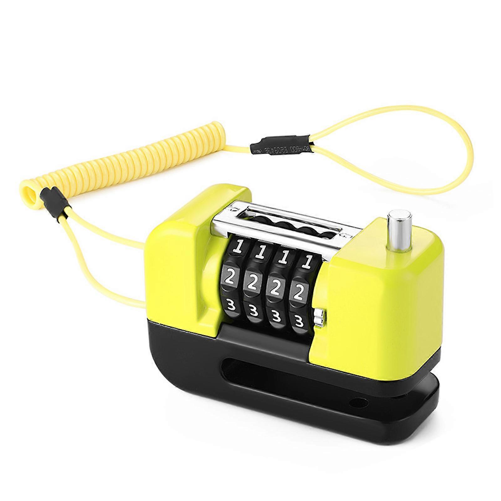 High Security Bicycles Disc Brake Lock Antitheft Portable High Security Bicycles Lock 4-Digit Combination Lock  Yellow
