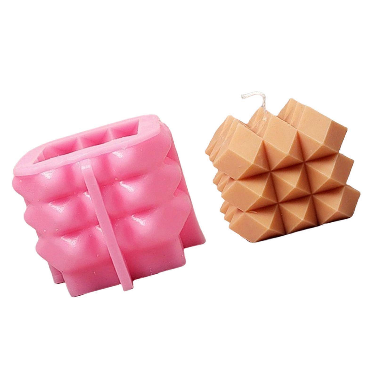3D Cube Shape Silicone Candle Molds for Epoxy Resin Candle Making Cubic Shape Silicone Candle Molds Soap Making Molds Multicolor