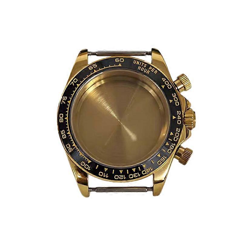 Watch Case Ceramic Bezel Electroplated Black Compatible with VK63 Quartz Movement