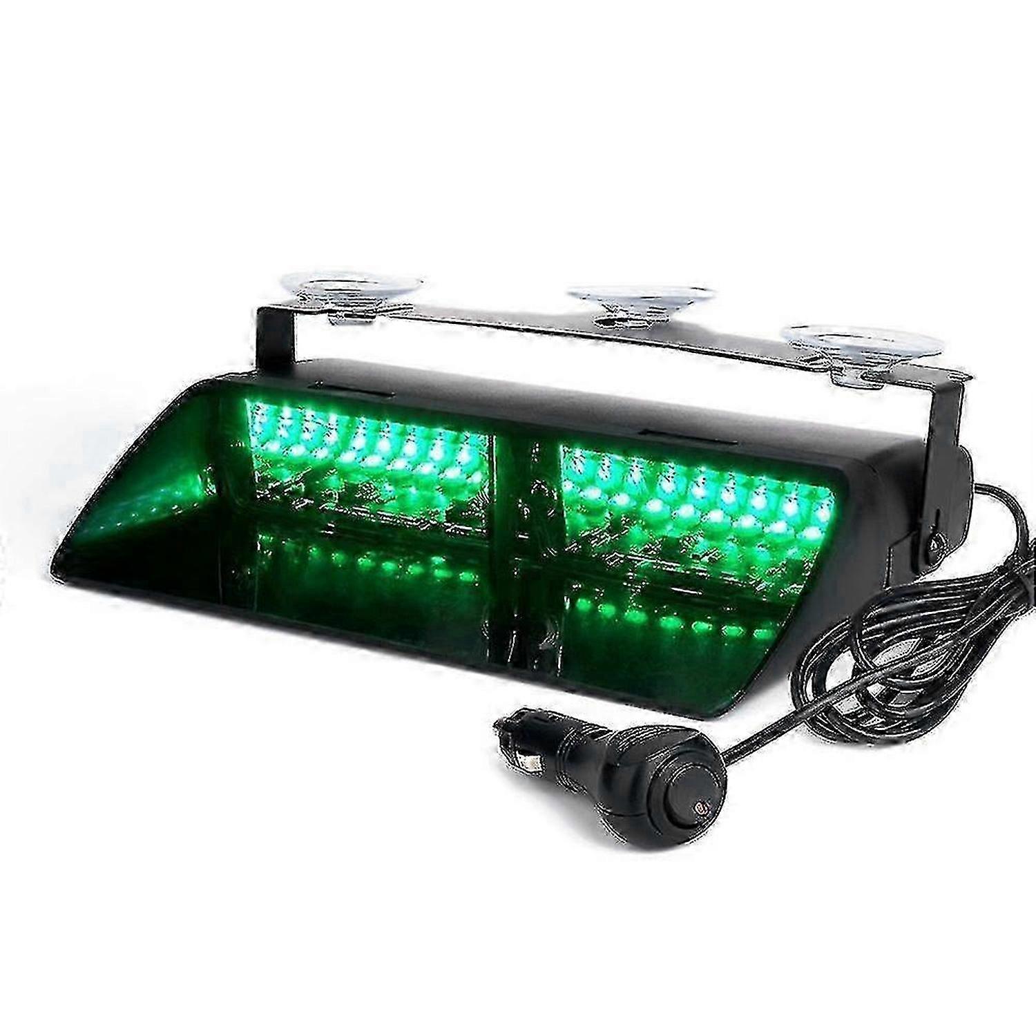 Green 16 LED High Intensity LED Law Enforcement Emergency Hazard Warning Strobe Lights for Interior Roof/Dash/Windshield with Suction Cups