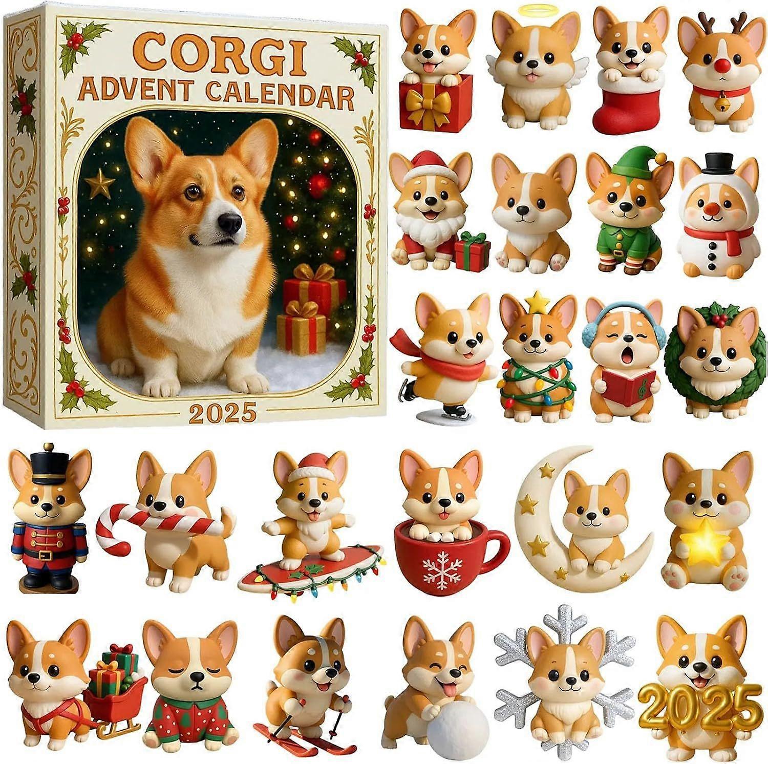 Calendário do Advento 2025 com Cães e Gatos - Presente de Natal - Caixa Surpresa com Tema de Animais