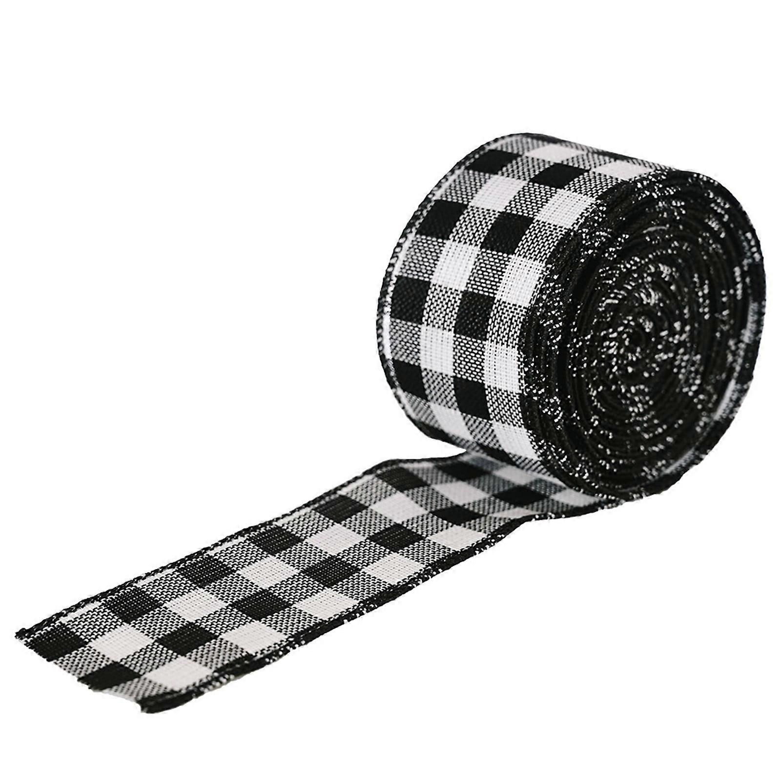 Christmas Wired Edge Ribbons: Buffalo Plaid, Solid Burlap, Gingham Craft Ribbon for DIY Wrapping, Party Bows, Craft Making – Compatible with Xmas