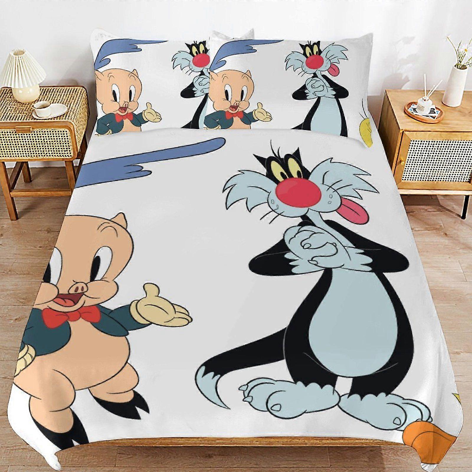 E324 The Looney Tunes Show Luxury Handling Daily Rest Machine Friendly Touch Durable Zip Duvet Cover Sets Performance F324