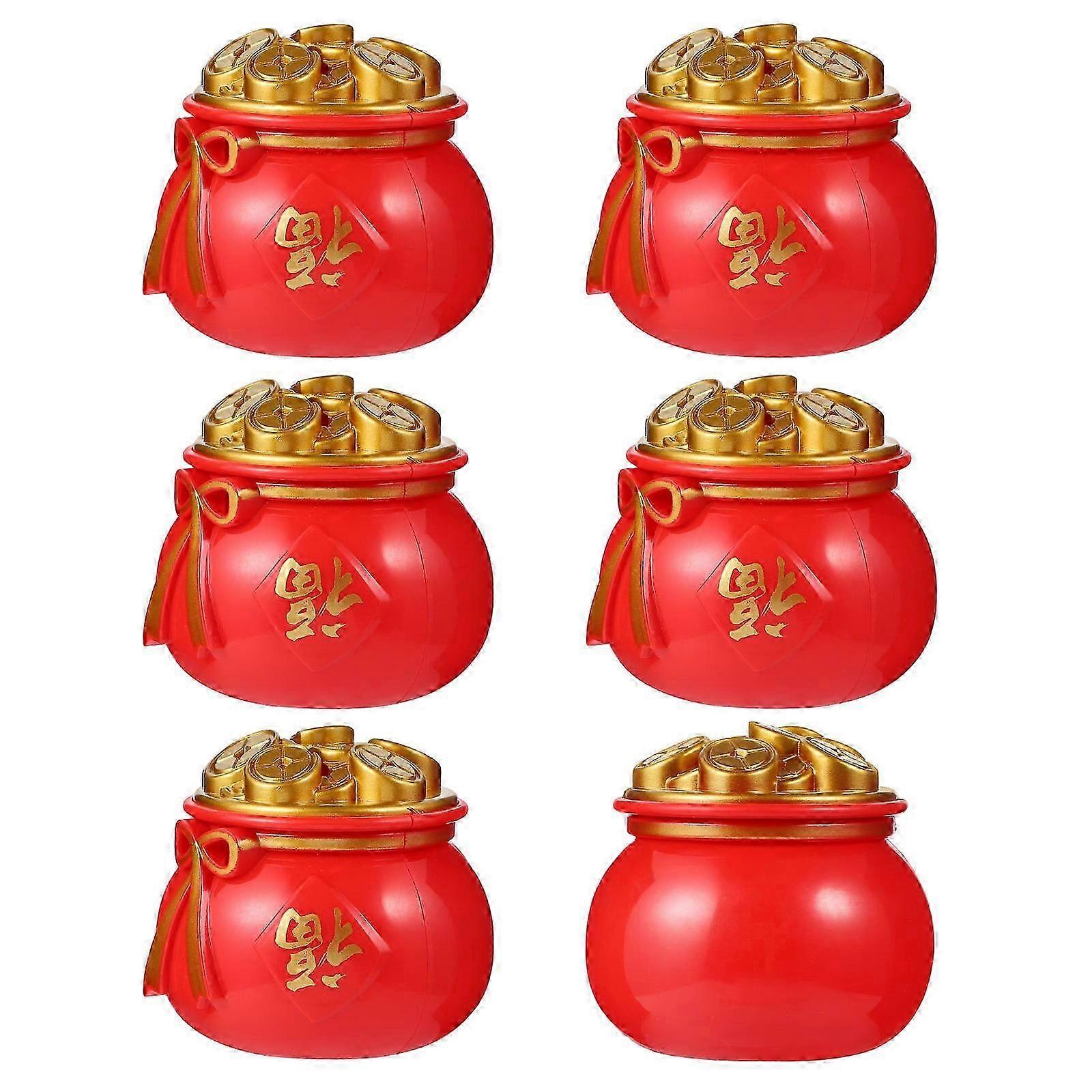 Creative Cornucopia Shaped Coin Jar for Decor Made of Plastic in Red Color Large Size Hold Coins 6pcs