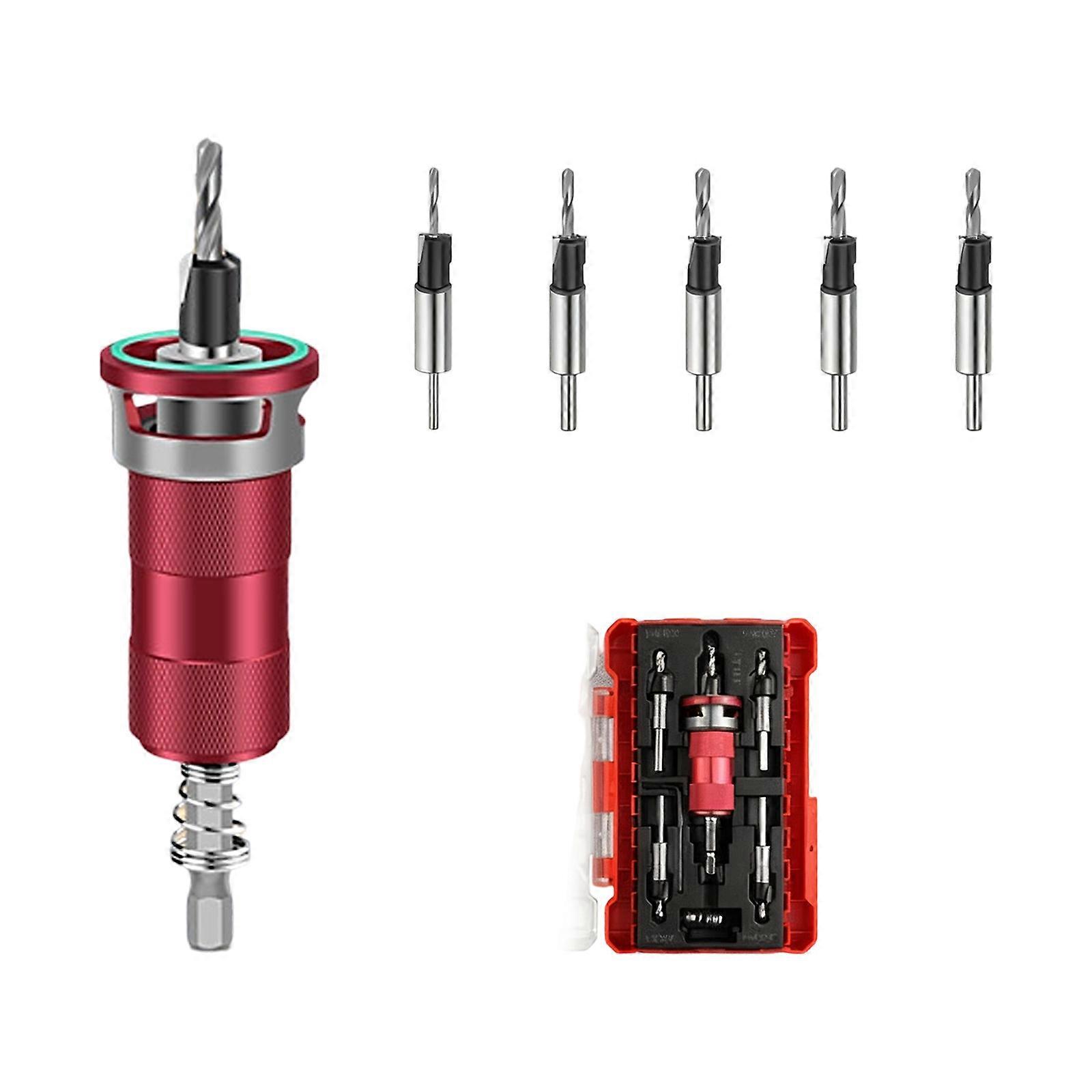 Countersink Drill Bit Set Woodworking Countersink Drill Bits Adjustable Bit Depth Stop Drill Bits Countersink Screw Open  Red
