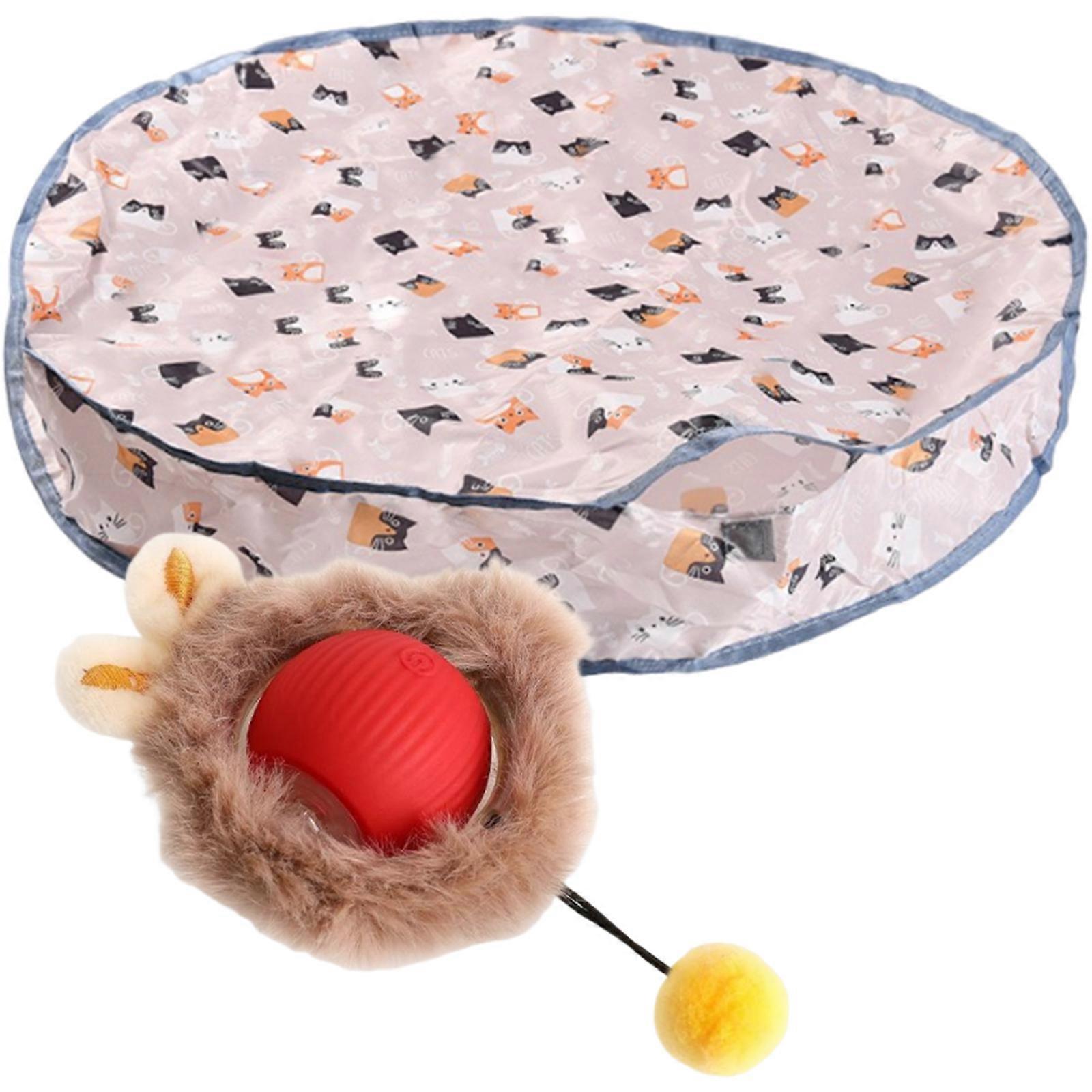 Interactively Hunting Cover Cats Toy Set with Removable Teaser with Large Mats for Indoor Exercise and Mental Stimulation  C