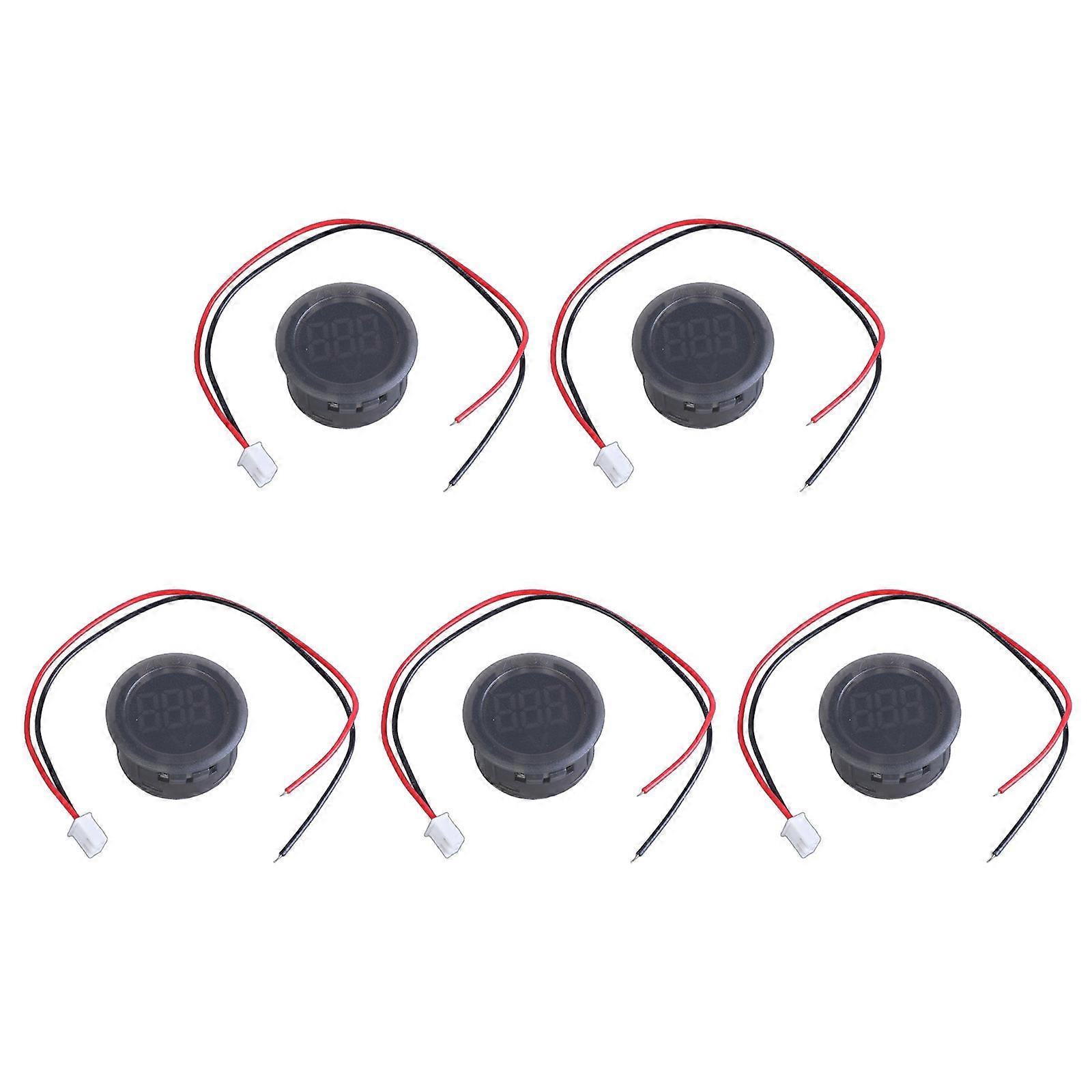 5pcs LED Voltage Meter Package  Accurate DC4 to 100V Measurement Digital Voltmeter Panel Meter ABS for DIY Electronics  Red