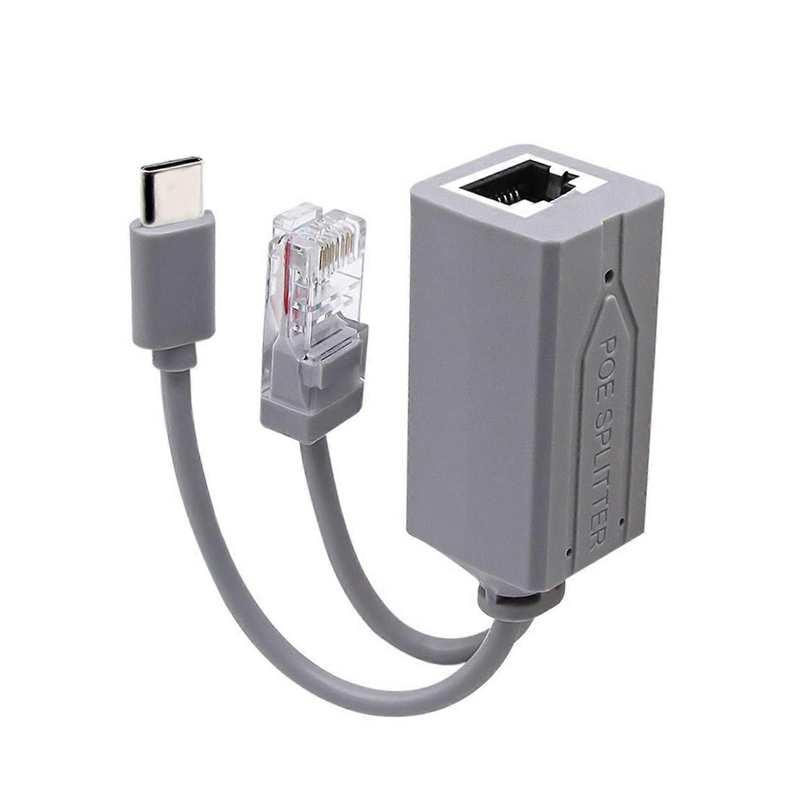 USB C PoE Splitter Converts 48V To 5V2.4A Power Supply For Gateways Ethernet Data And Power Supply Plugs and Play Multicolor