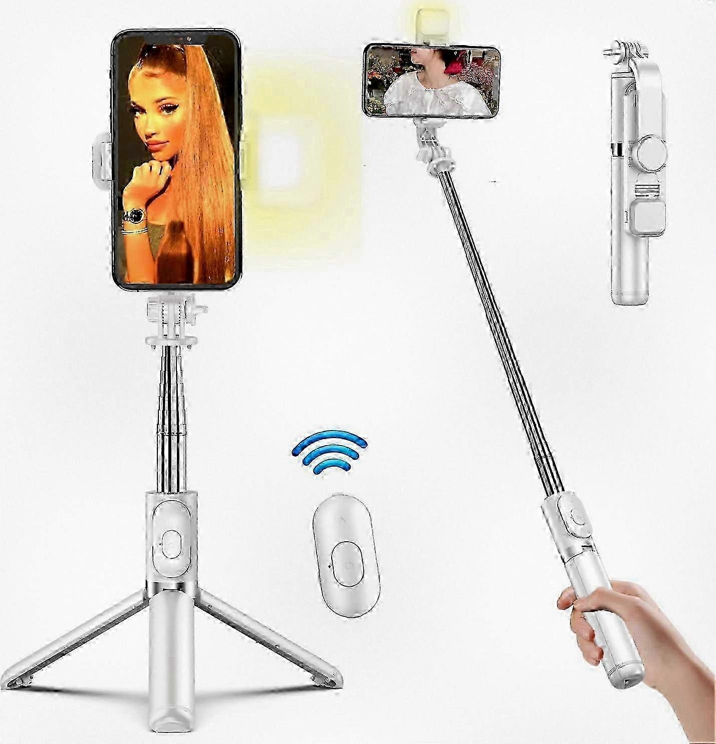 3-in-1 Extendable Phone Holder with Wireless Remote and LED Light for Photos