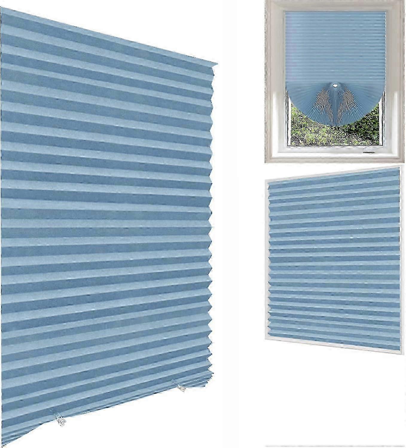 Temporary Window Blinds, Pleated Window Shades Cordless Fabric Shades Light Filtering Fabric Blinds for Windows,Easy to Cut and Install