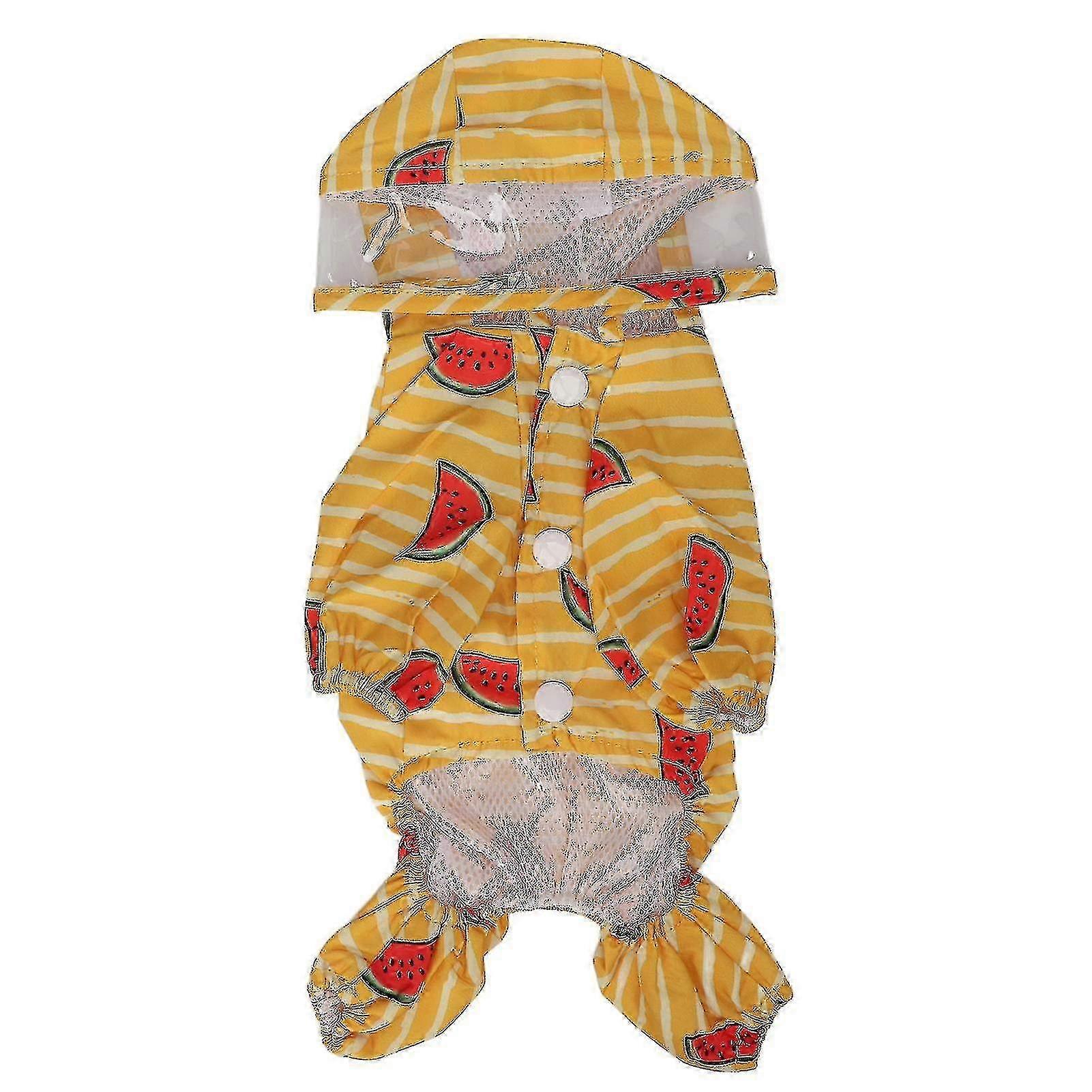 Hooded Waterproof Dog Raincoat Lightweight Reflective Jacket with Watermelon Pattern & D Ring