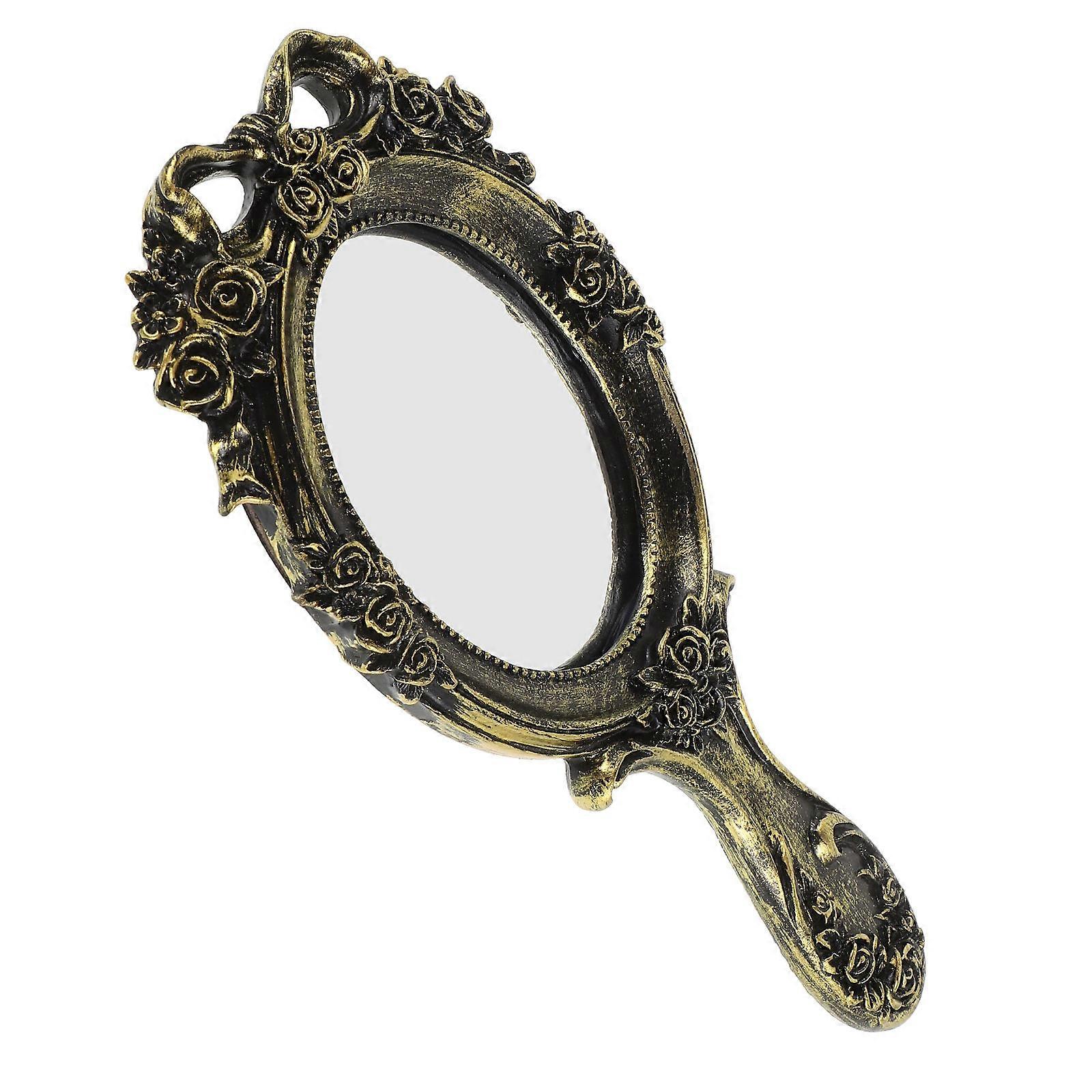 Compact Vintage Small Mirror for Makeup Handheld Mirror with Handle