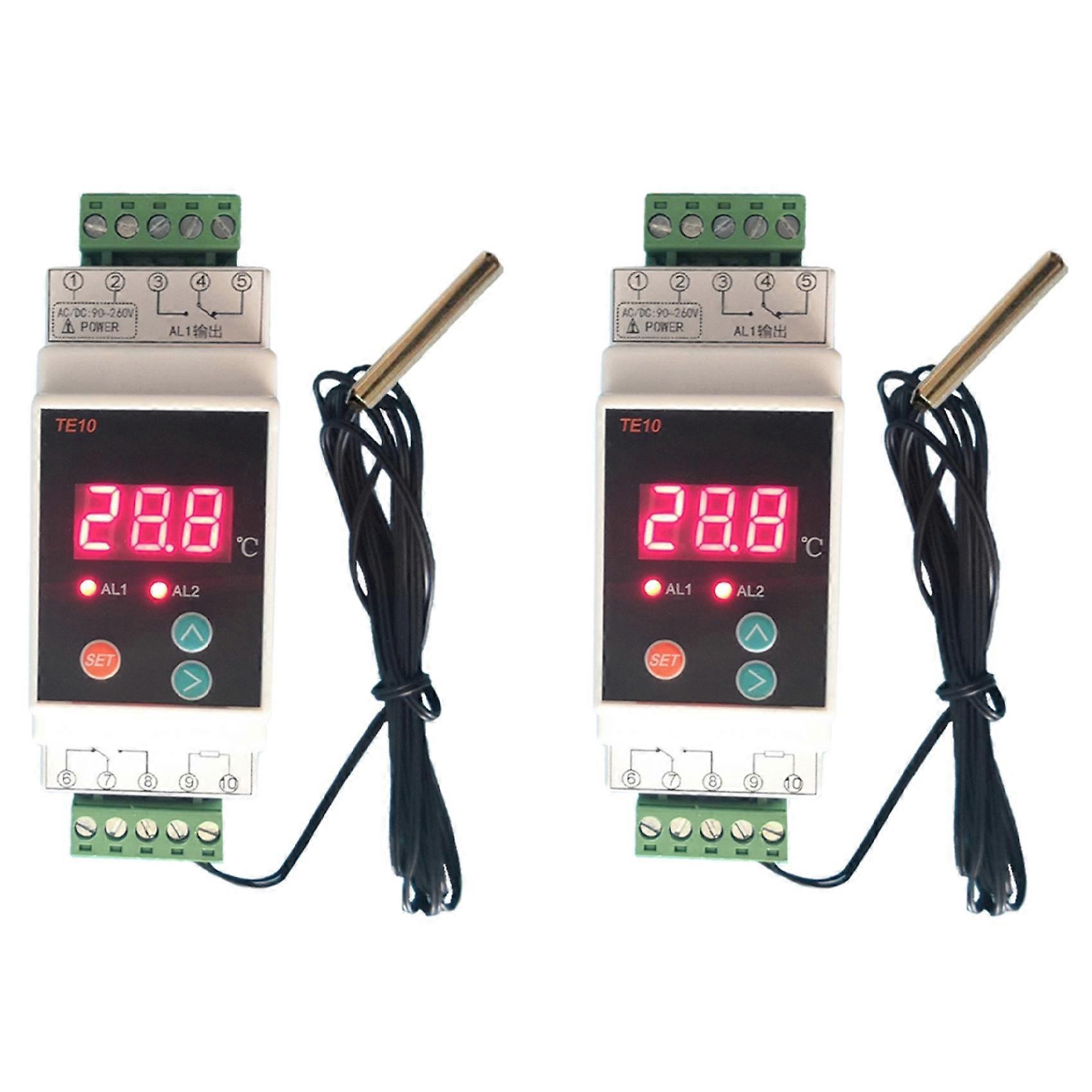 2X Din Rail Thermostat with -40-110℃ Convenient 2 Way Output Temperature Alarm Controller Output 7A/250VAC