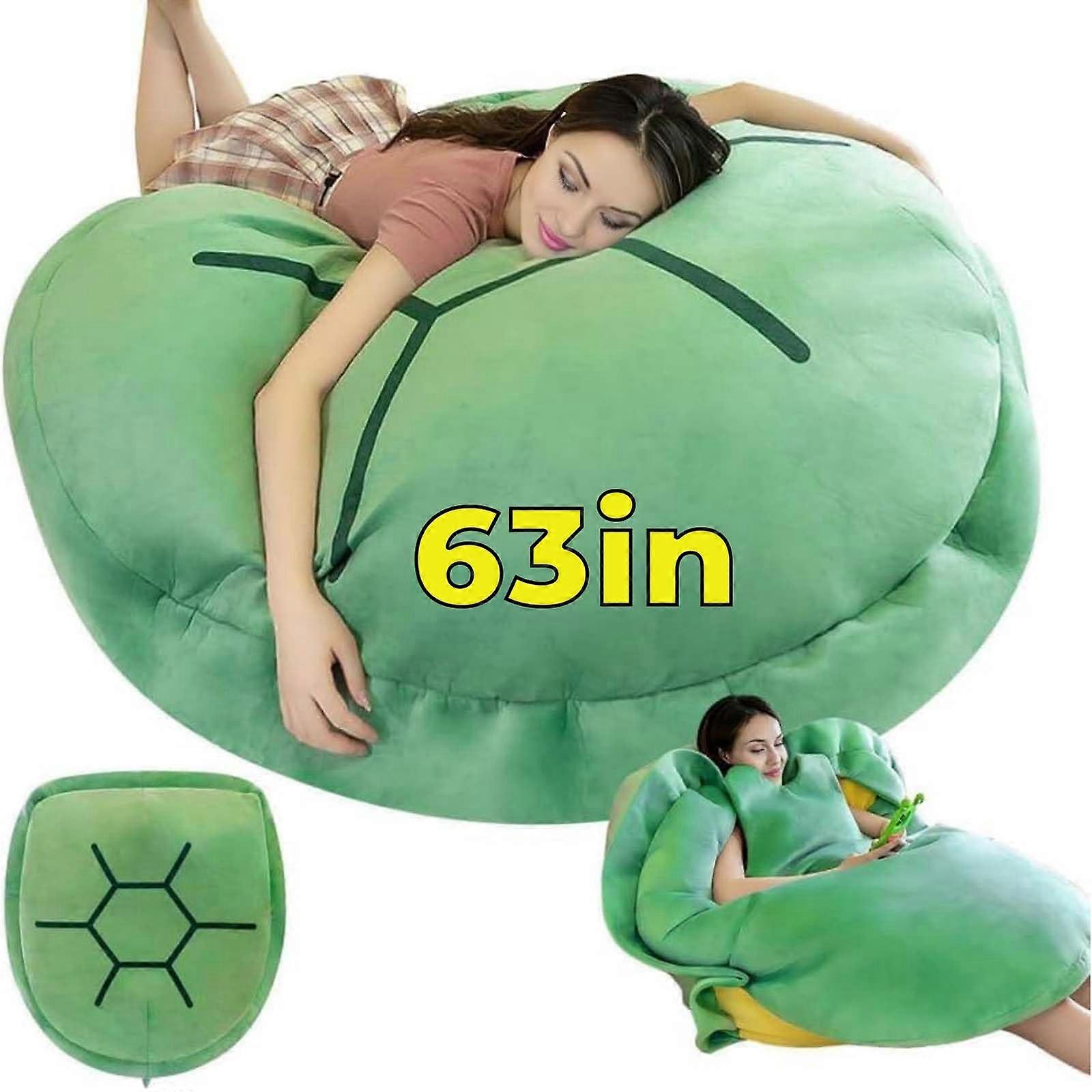 63in Wearable Turtle Shell Pillow for Adults, Oversized Weighted Plush Body Cushion with Realistic Design